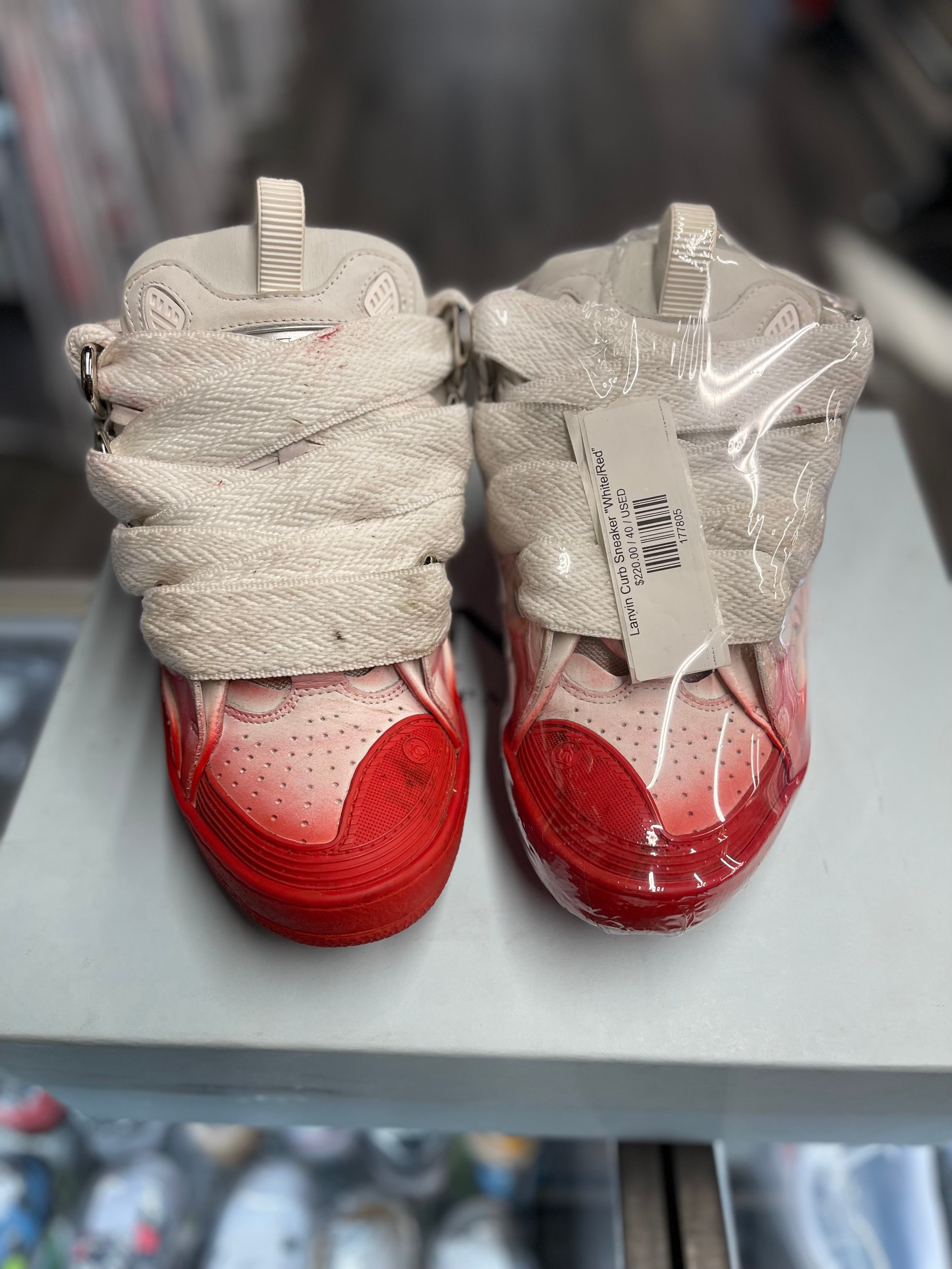 Lanvin Curb Sneaker "White/Red”