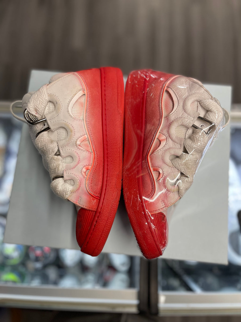 Lanvin Curb Sneaker "White/Red”