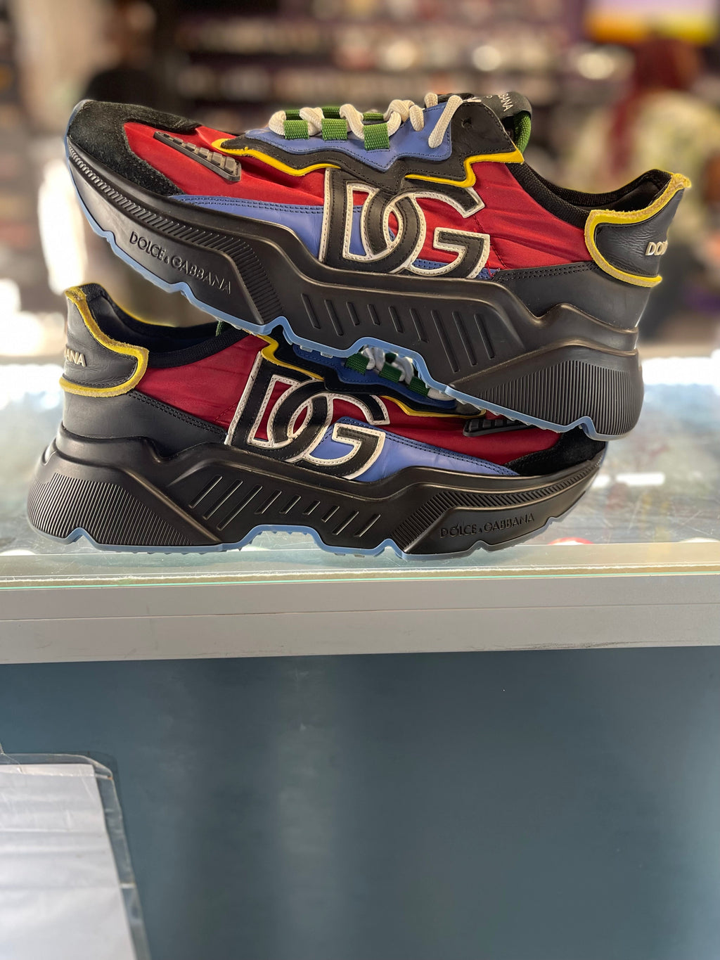 Dolce & Gabbana Airmaster "Mixed Media Sneakers Blue Red"