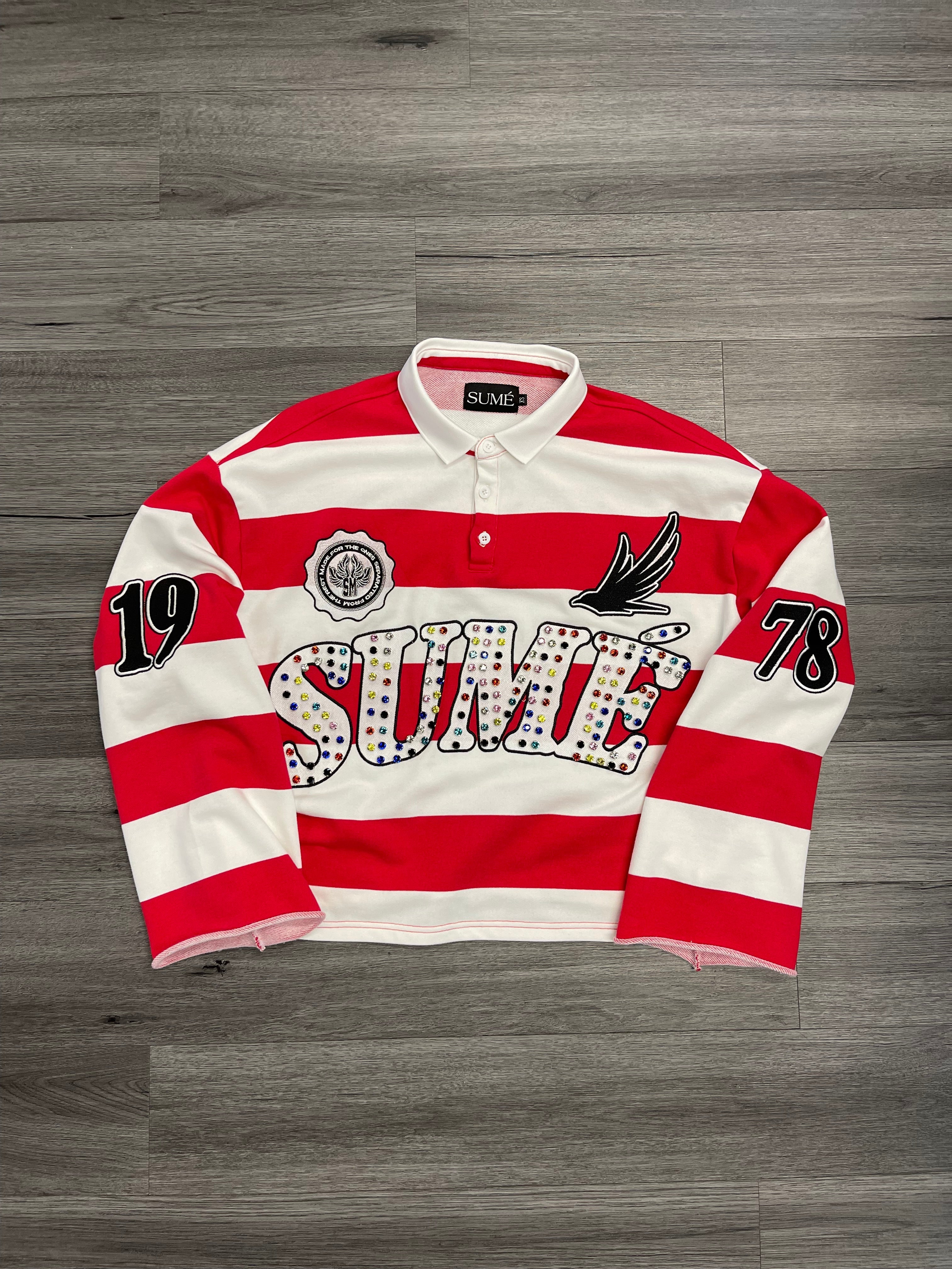 SUME Cropped Tee "Red/White" (L/S)