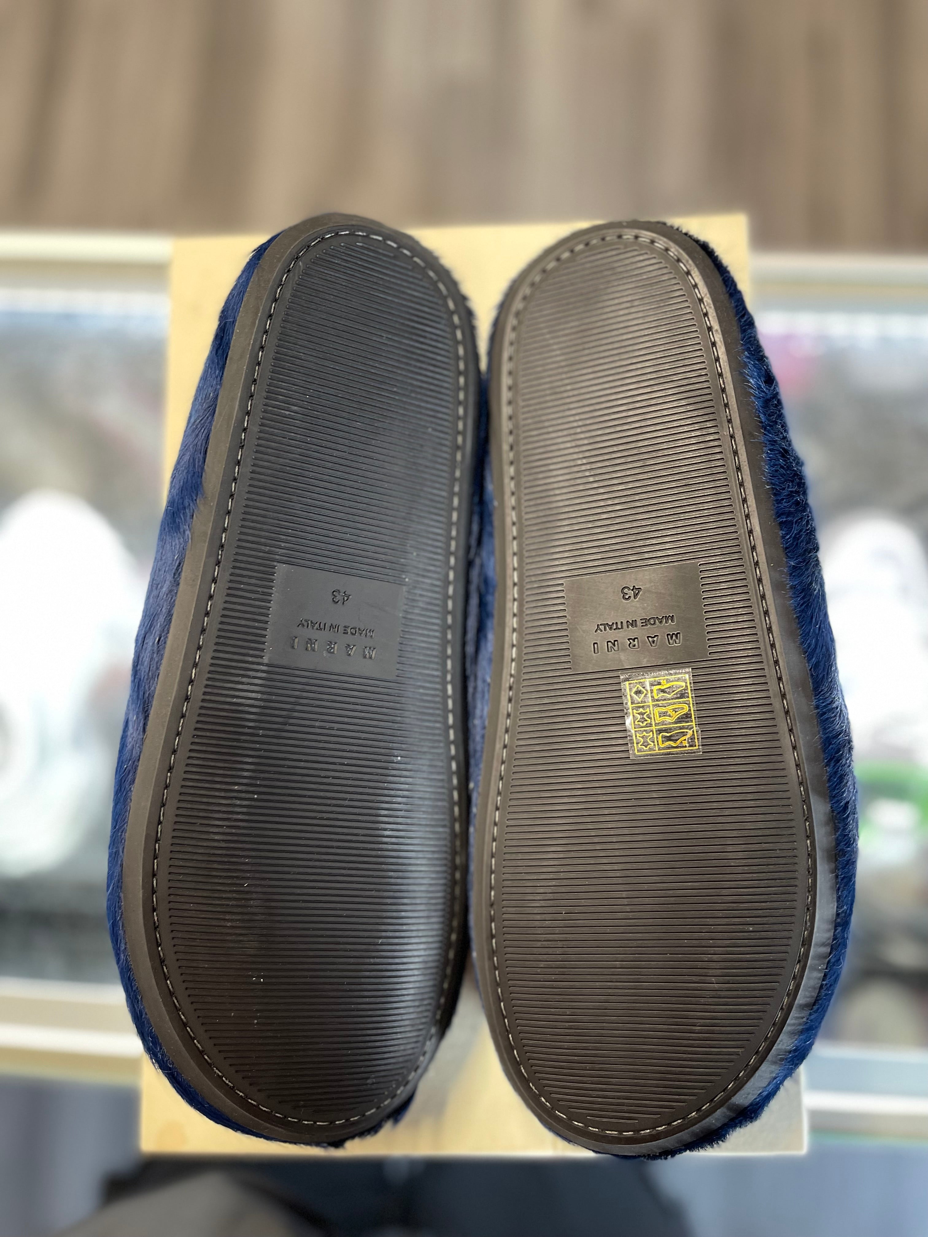 Marni Slides Deep Blue Fur