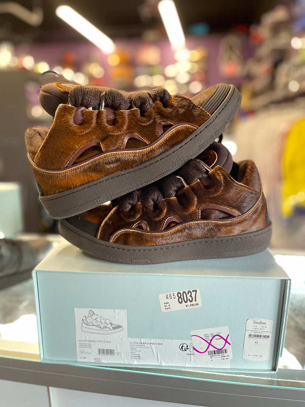 Lanvin Curb Sneaker "Brown Pony Fur