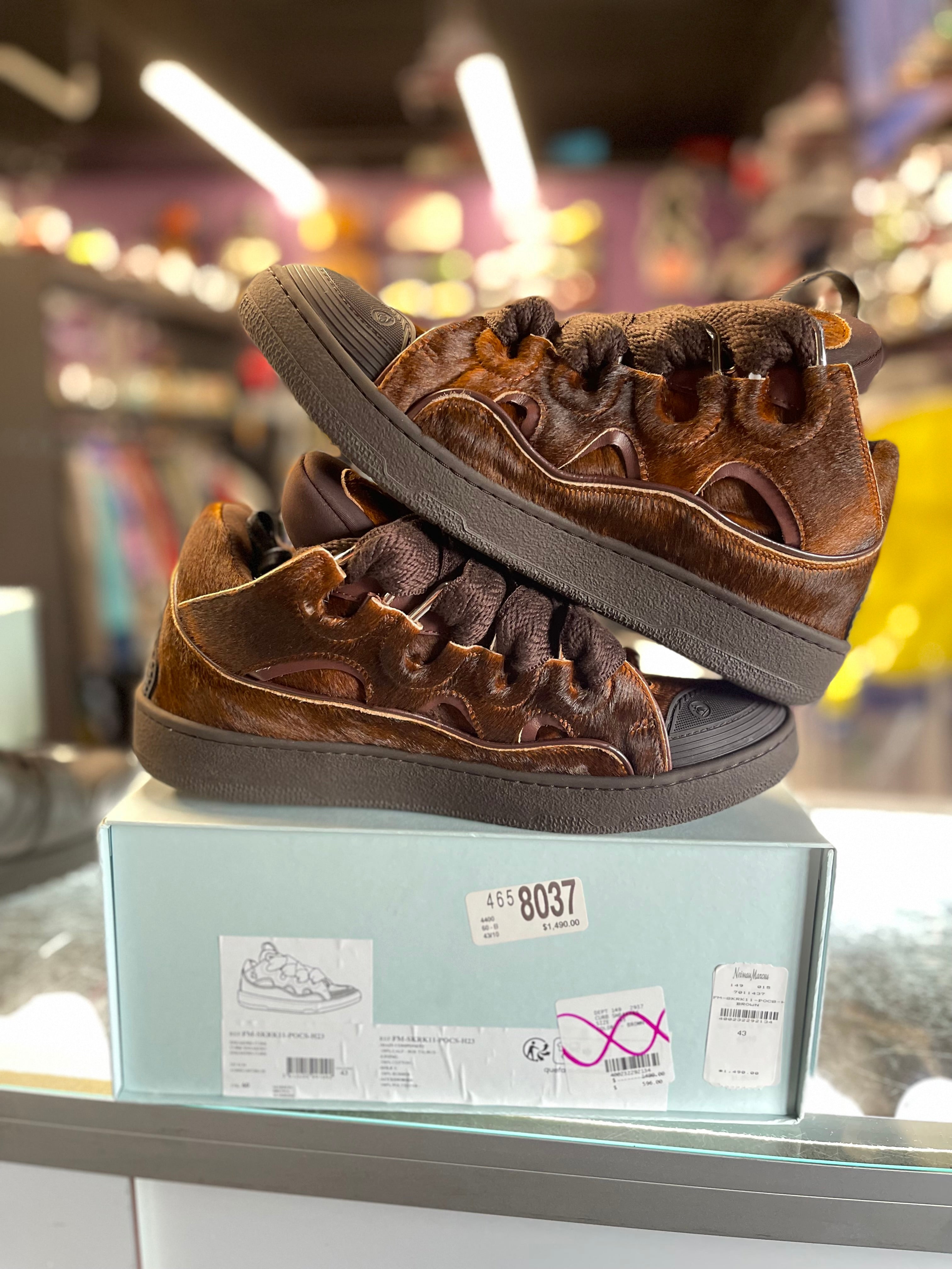 Lanvin Curb Sneaker "Brown Pony Fur