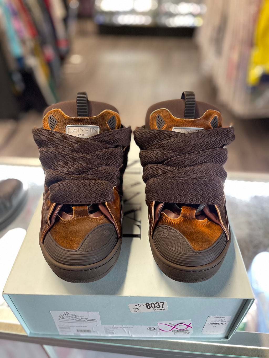 Lanvin Curb Sneaker "Brown Pony Fur