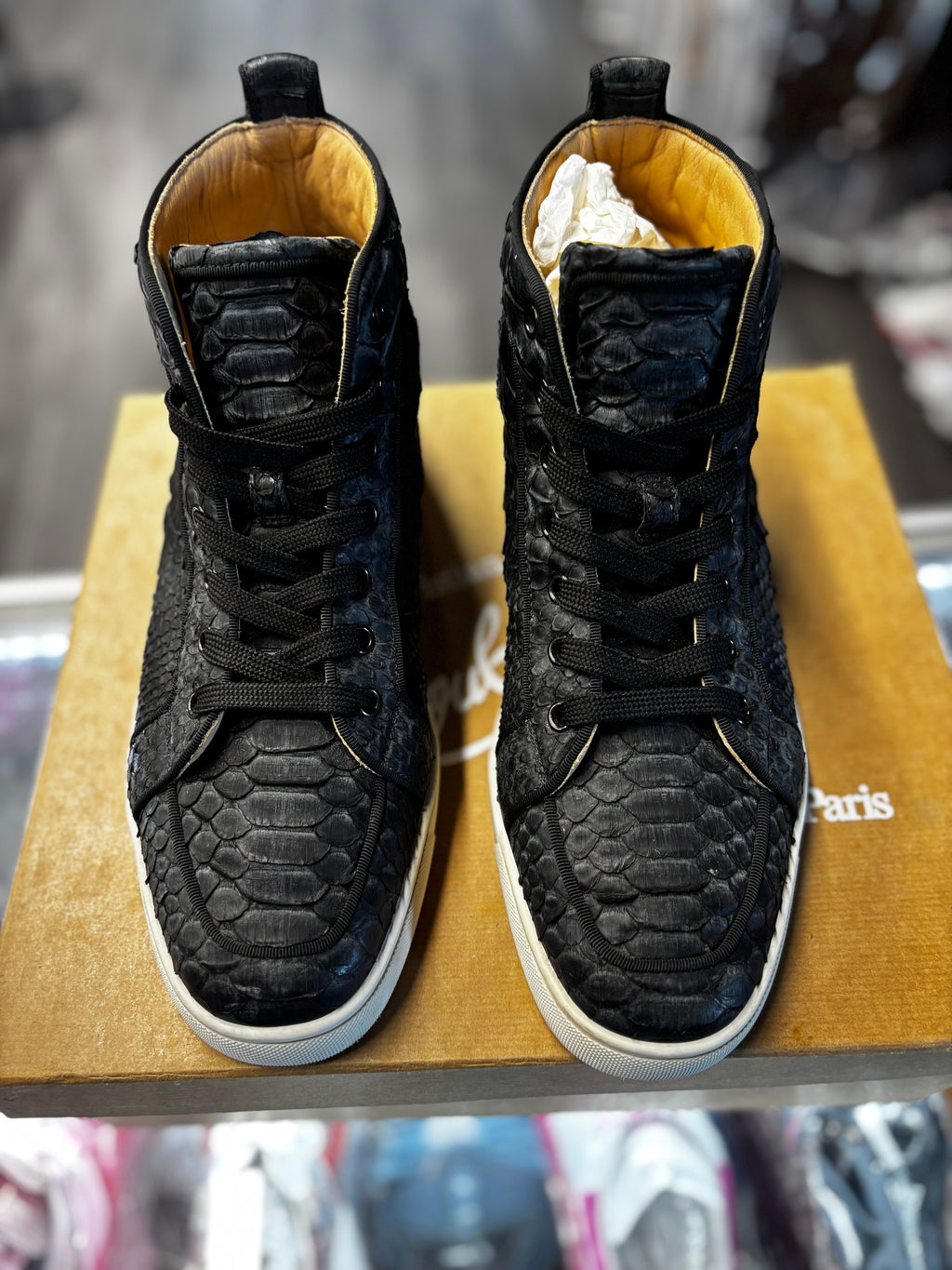 Christian Louboutin High  "Aligator Skin Black"