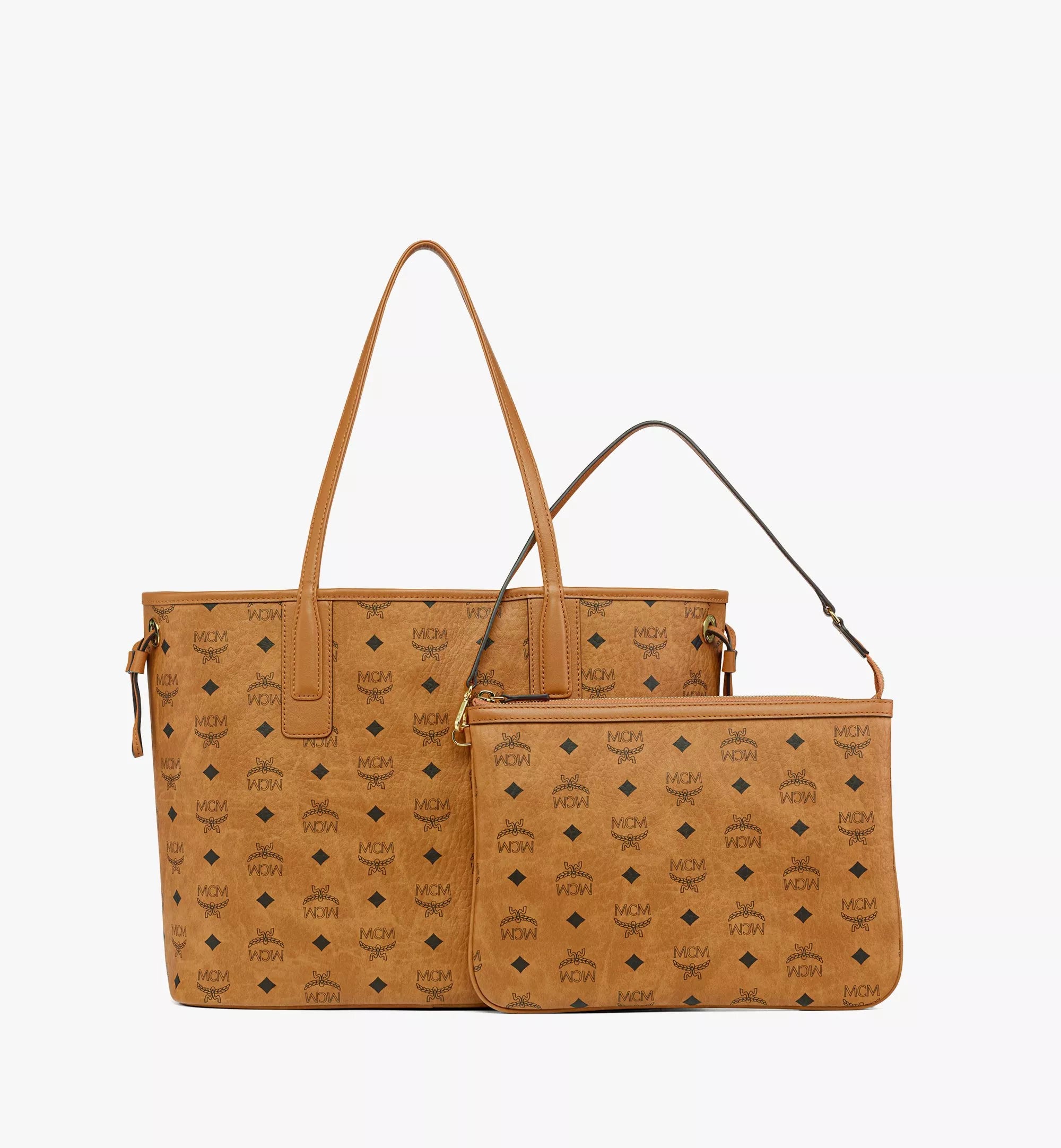 MCM Reversible Visetos + Clutch "Cognac"