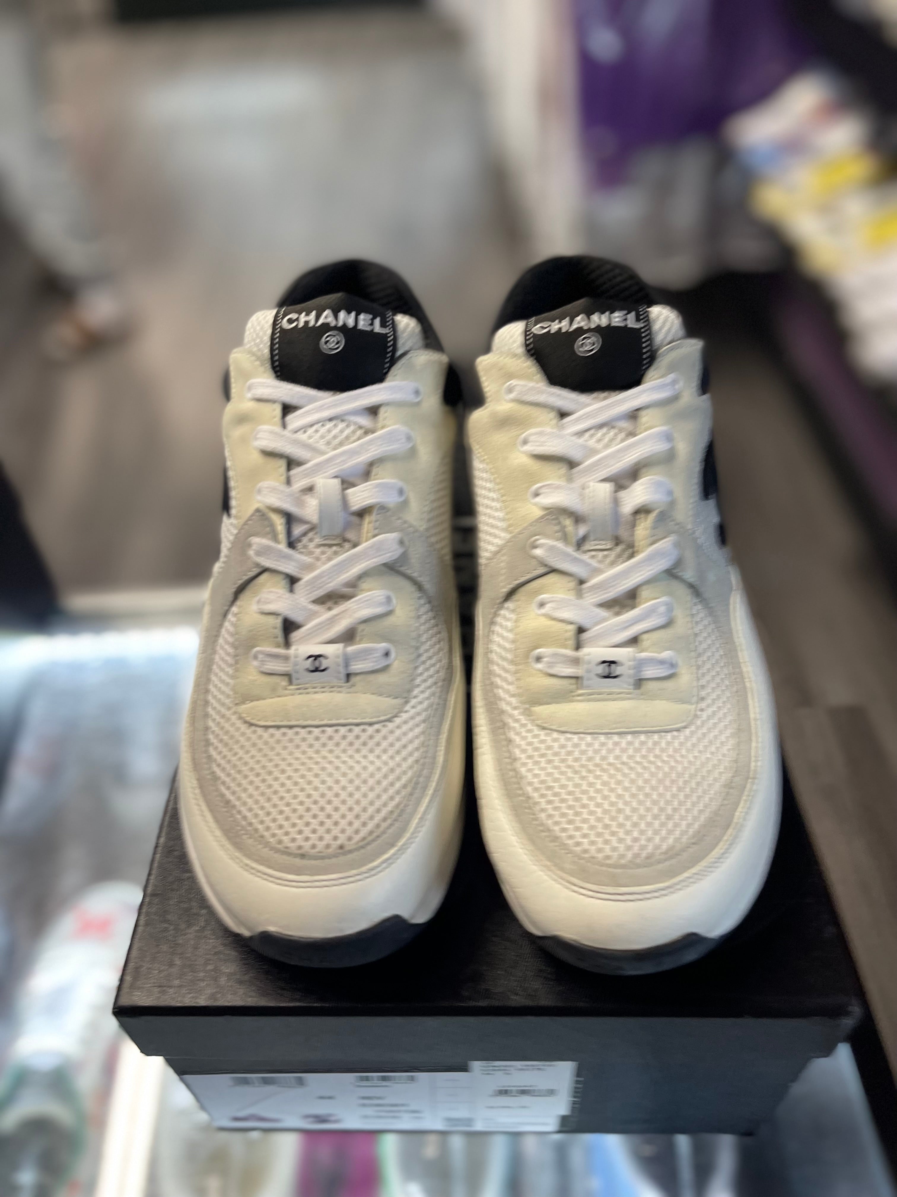 Chanel Interlocking CC logo Mesh Sneakers "White/Black"