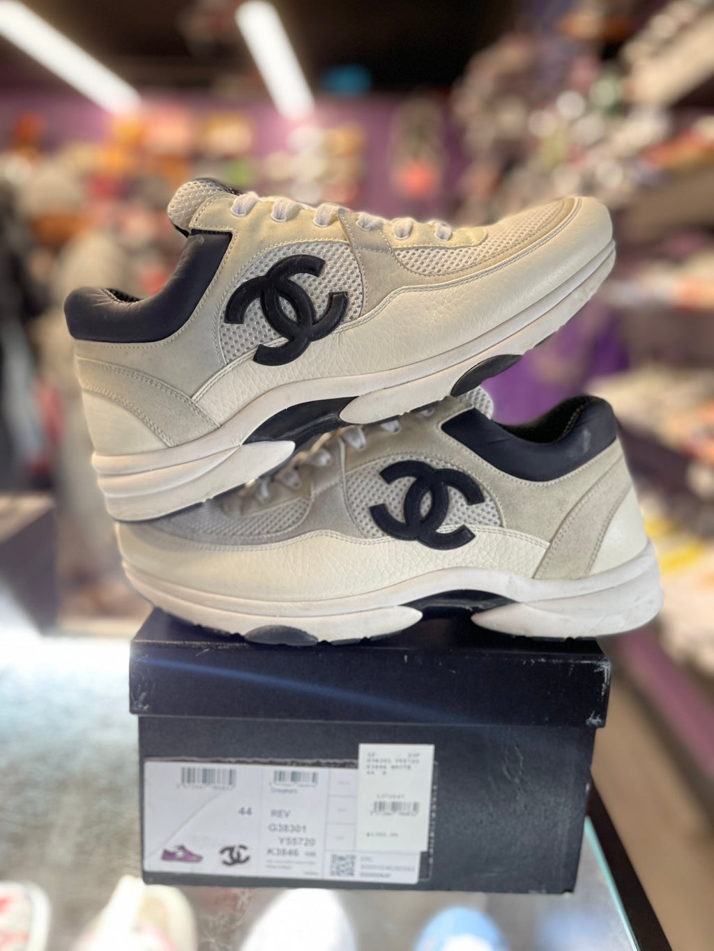 Chanel Interlocking CC logo Mesh Sneakers "White/Black"