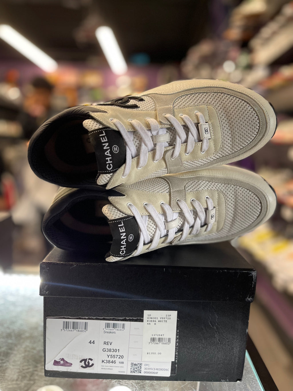Chanel Interlocking CC logo Mesh Sneakers "White/Black"