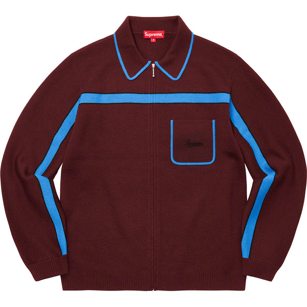 Supreme Chest Stripe Zip Up Cardigan