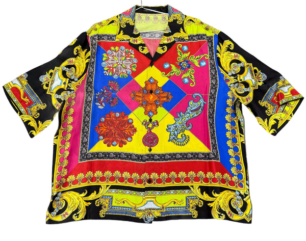 Versace Satin Button Down "Multi-Color"