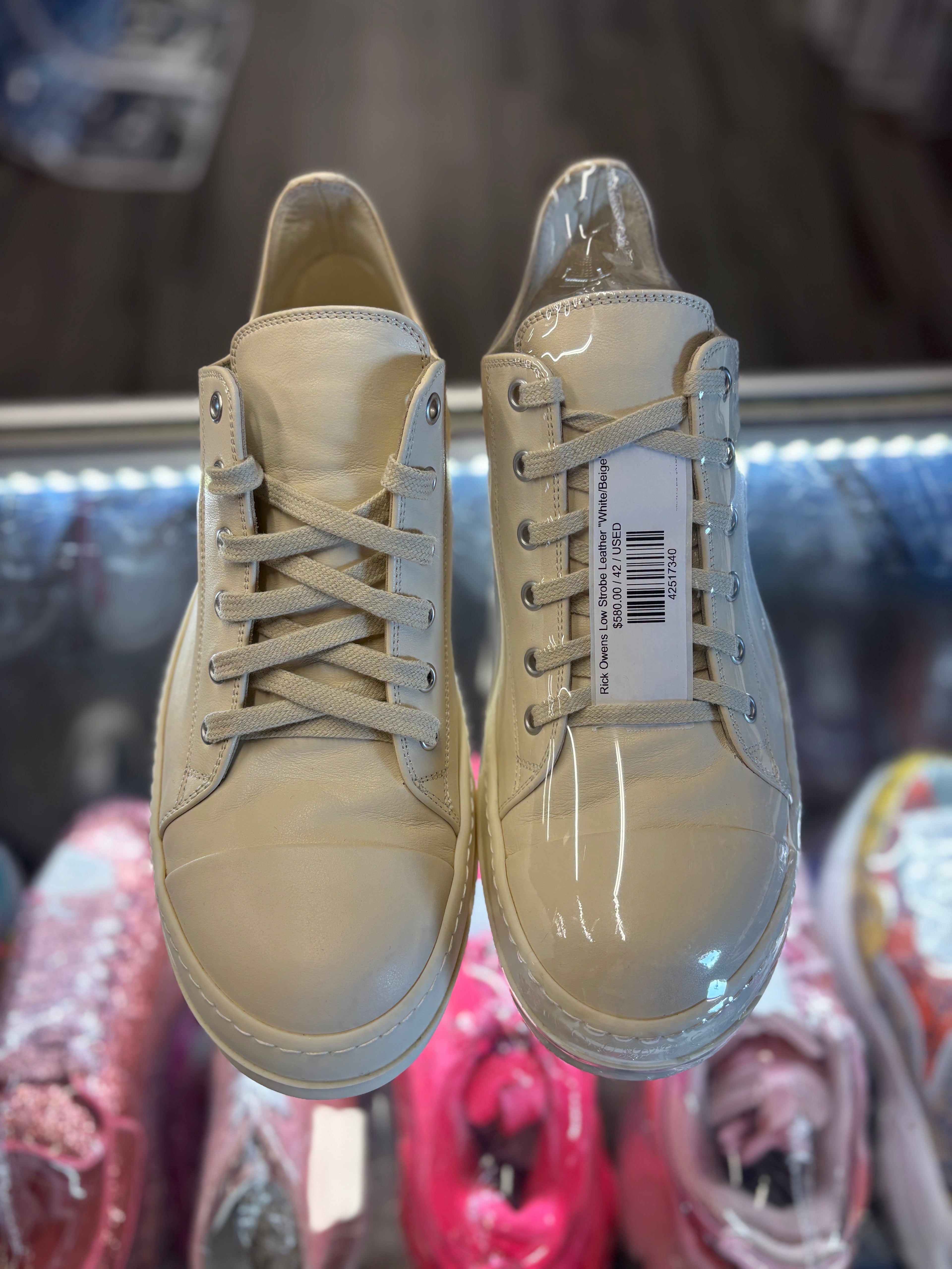 Rick Owens Low Strobe Leather "White/Beige"