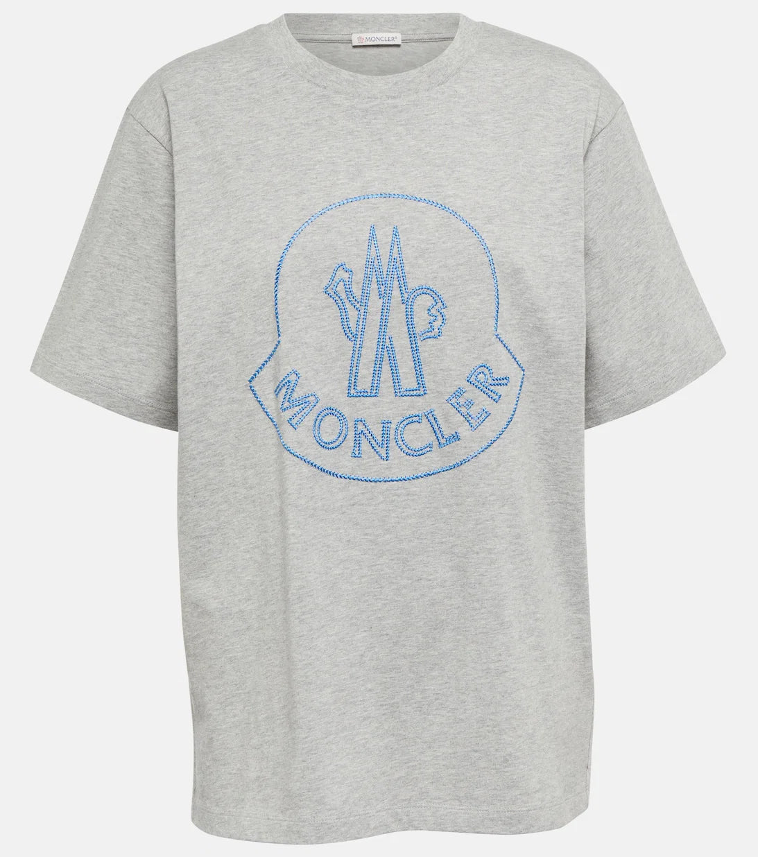 Moncler T-shirt "Blue Embroidered Monogram Logo"