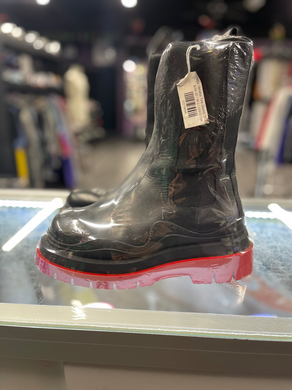 Bottega Veneta Tire Boots "Black Red"