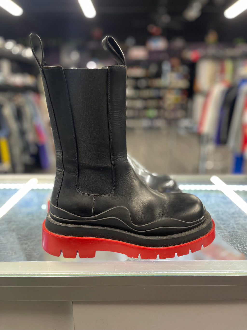 Bottega Veneta Tire Boots "Black Red"