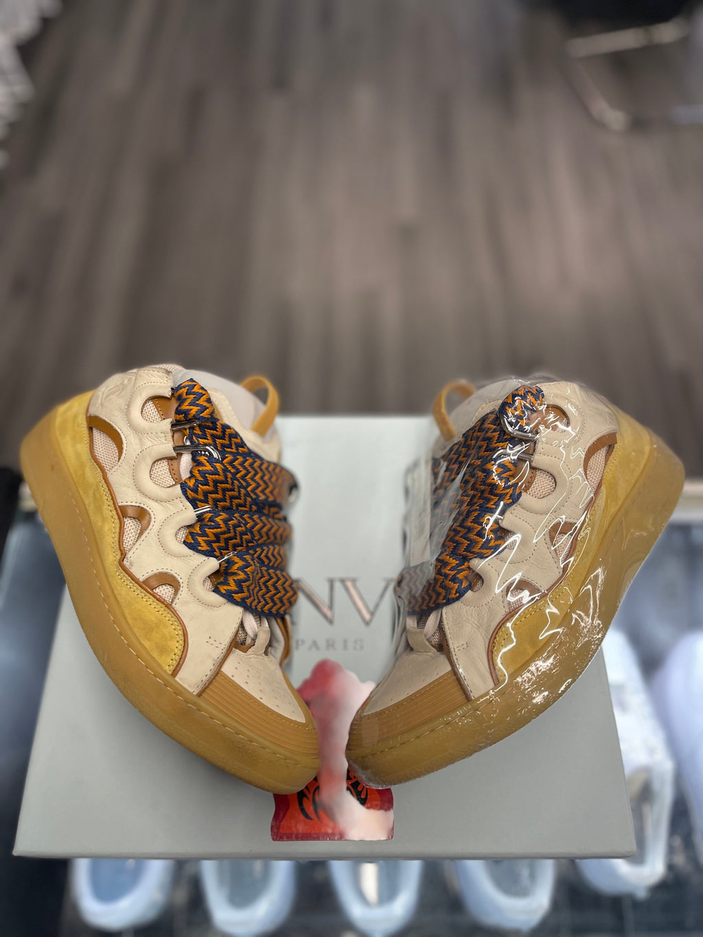 Lanvin Curb Sneaker Tan/Blue