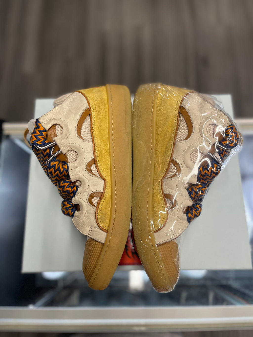 Lanvin Curb Sneaker Tan/Blue