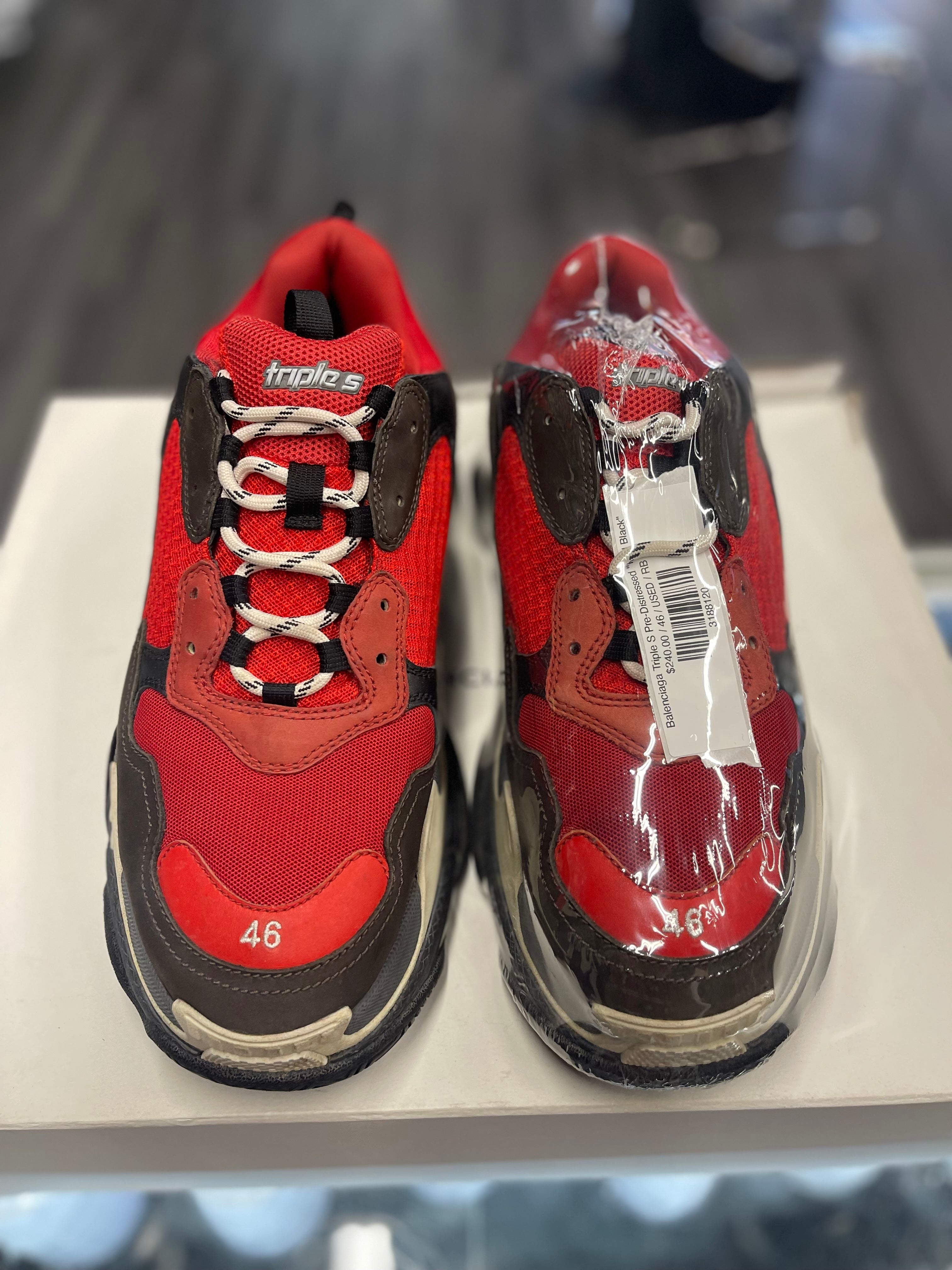Balenciaga Triple S Pre-Distressed "Red Black"