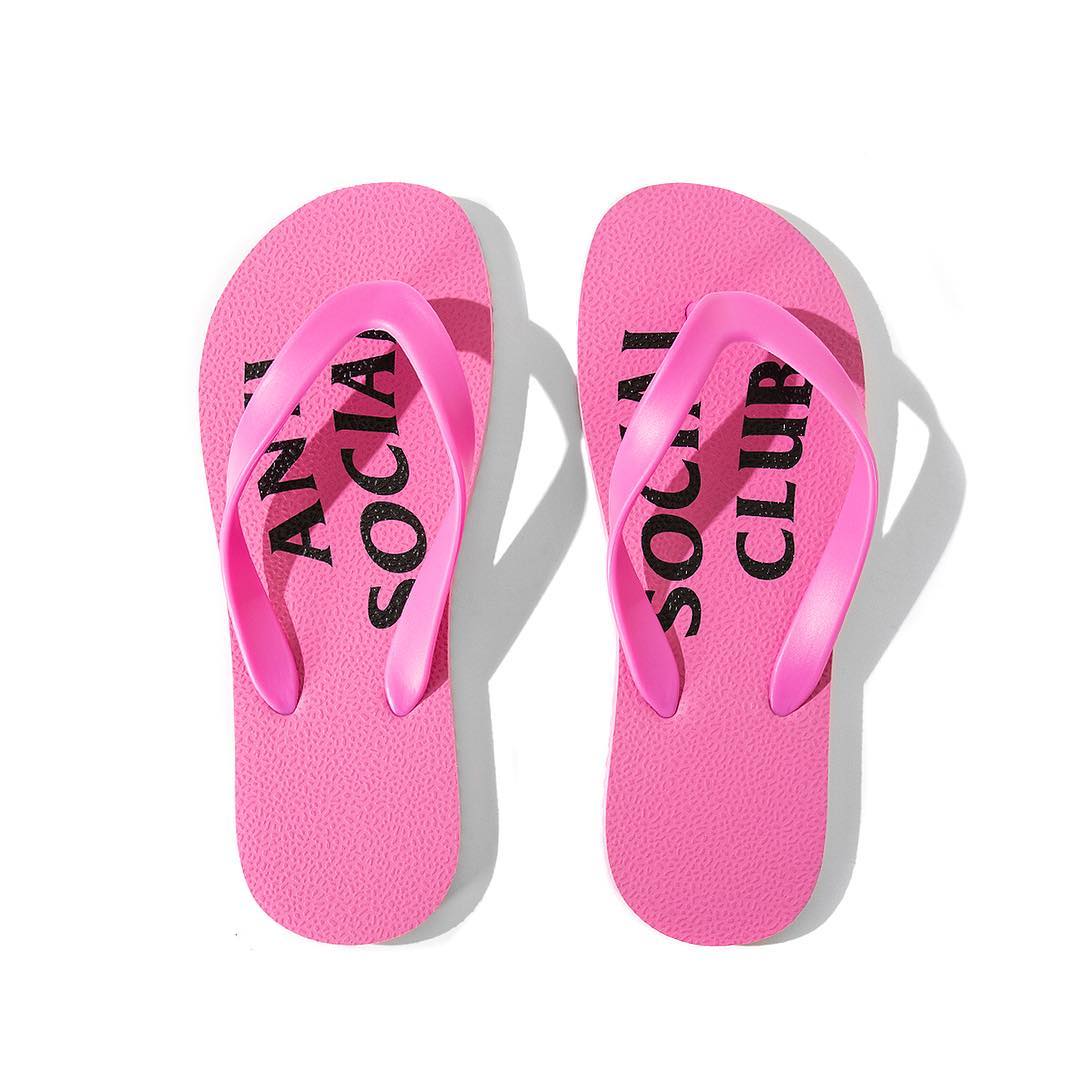 Anti Social Club Flip Flops "Pink"