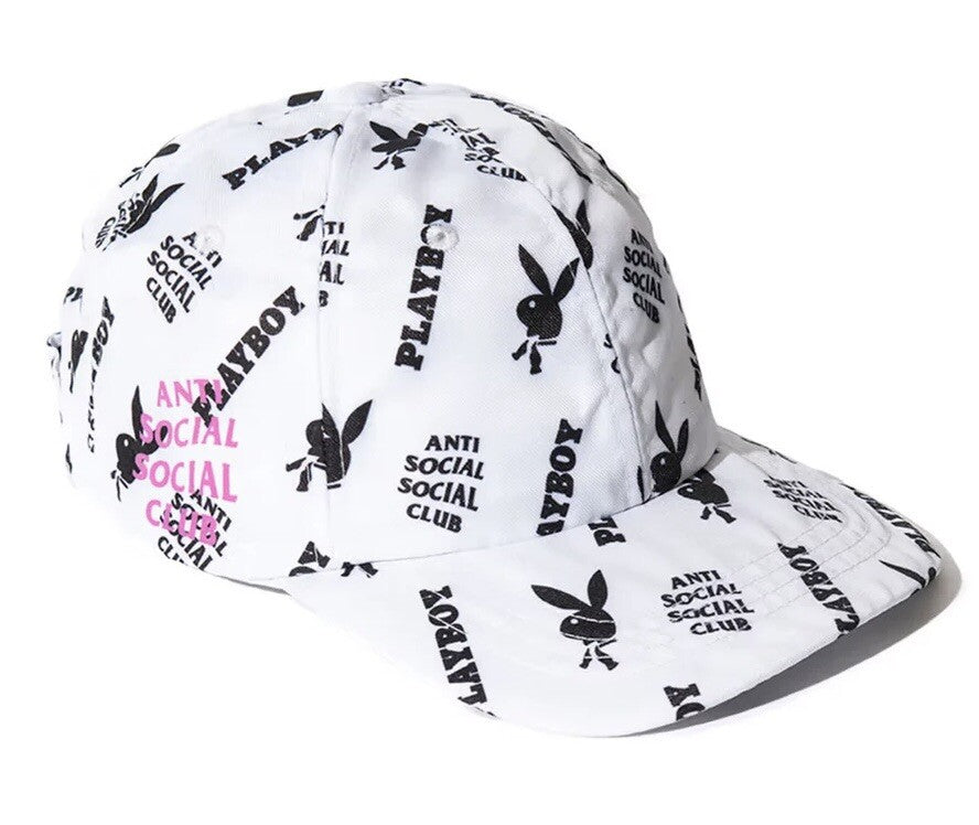Anti Social Social Club x Playboy All Over Hat "All Over Black Pink Logo"