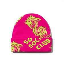 Anti Social Club Garden Knit Cap "Pink/Green"