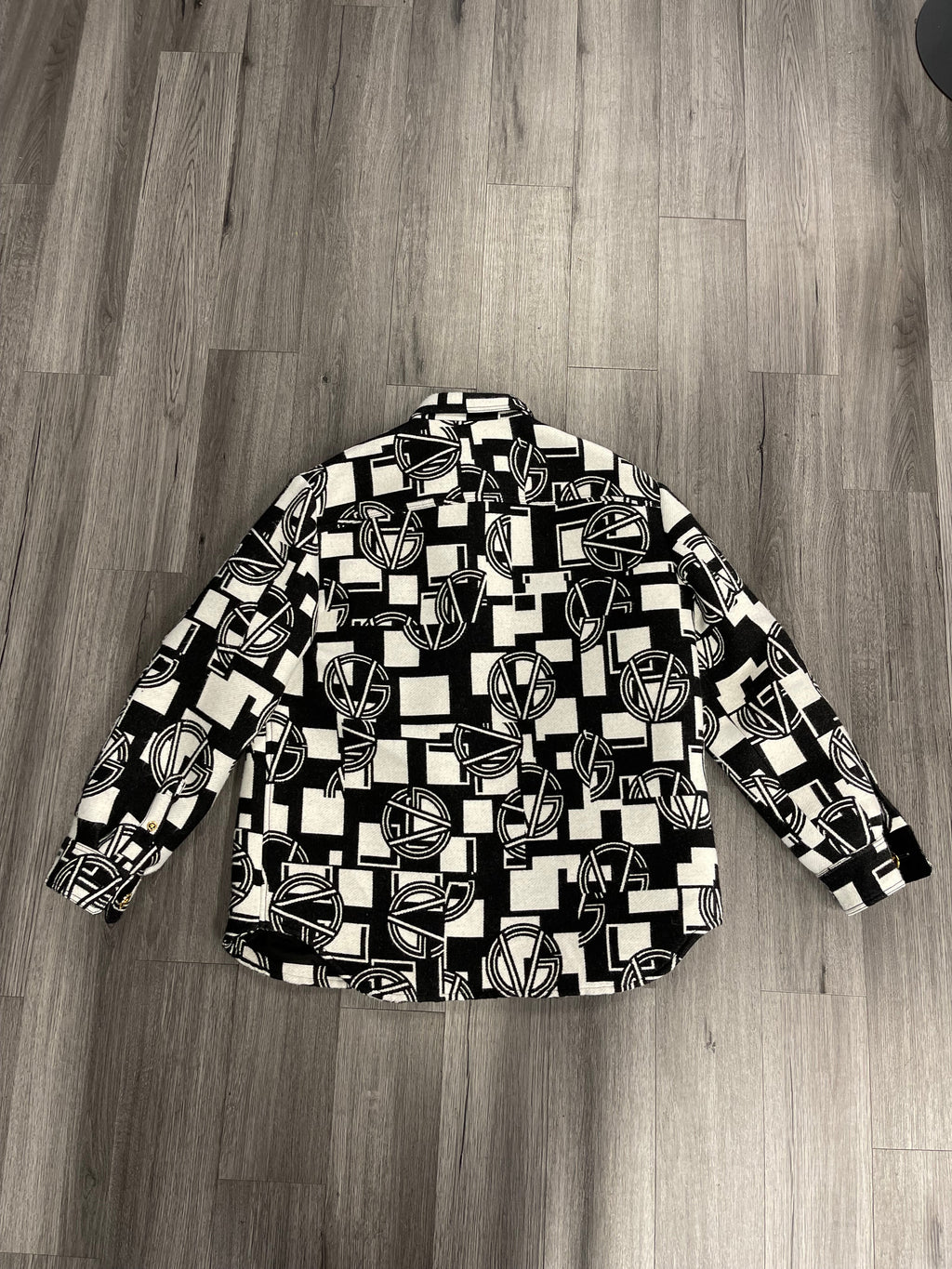 Versace Printed Parka Button Up "Black White"