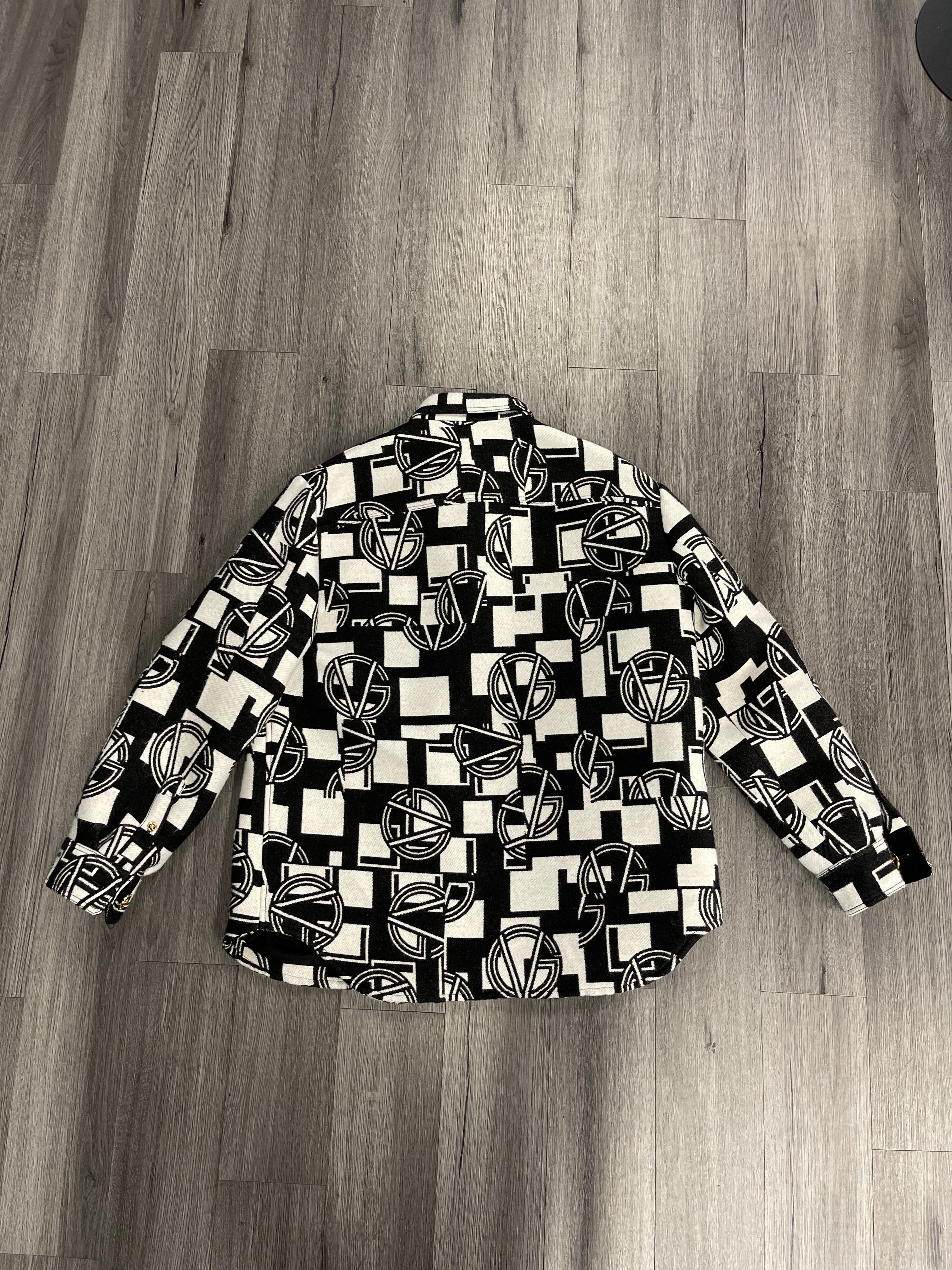 Versace Printed Parka Button Up "Black White"