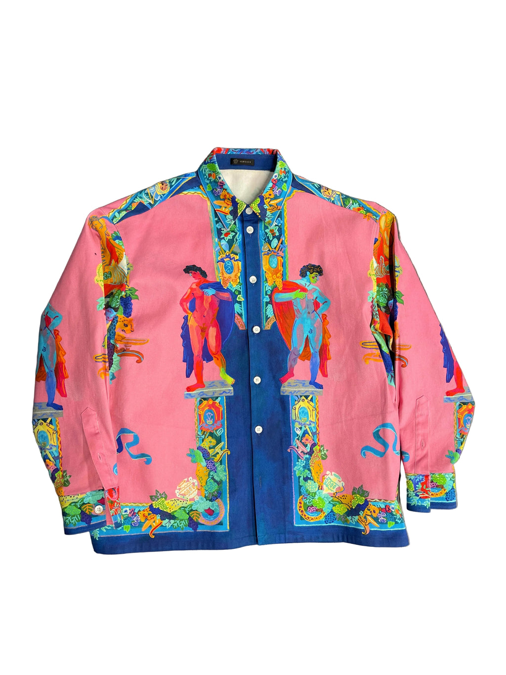 Versace Milan Casino Button Up Shirt "Pink Blue"