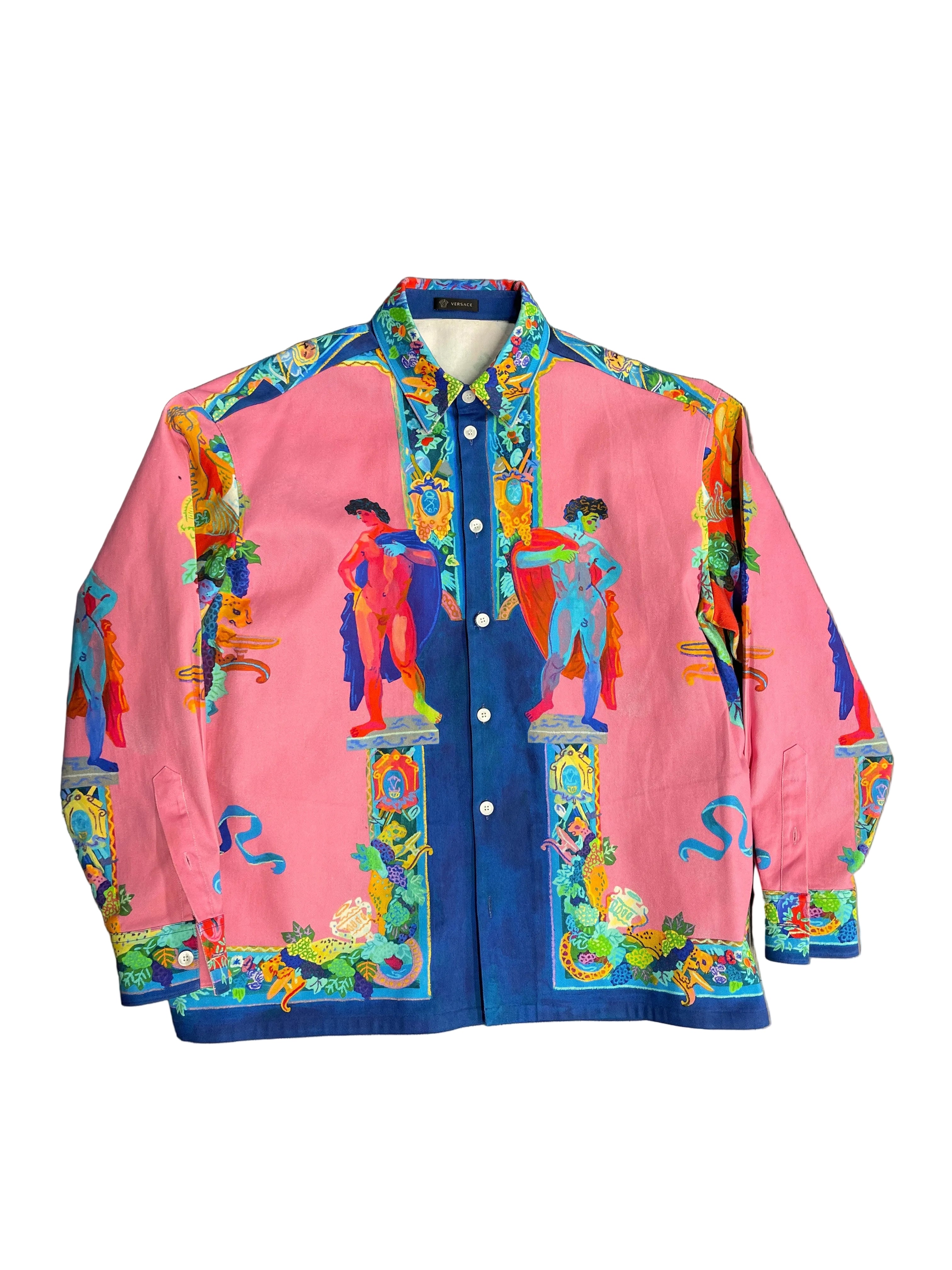 Versace Milan Casino Button Up Shirt "Pink Blue"