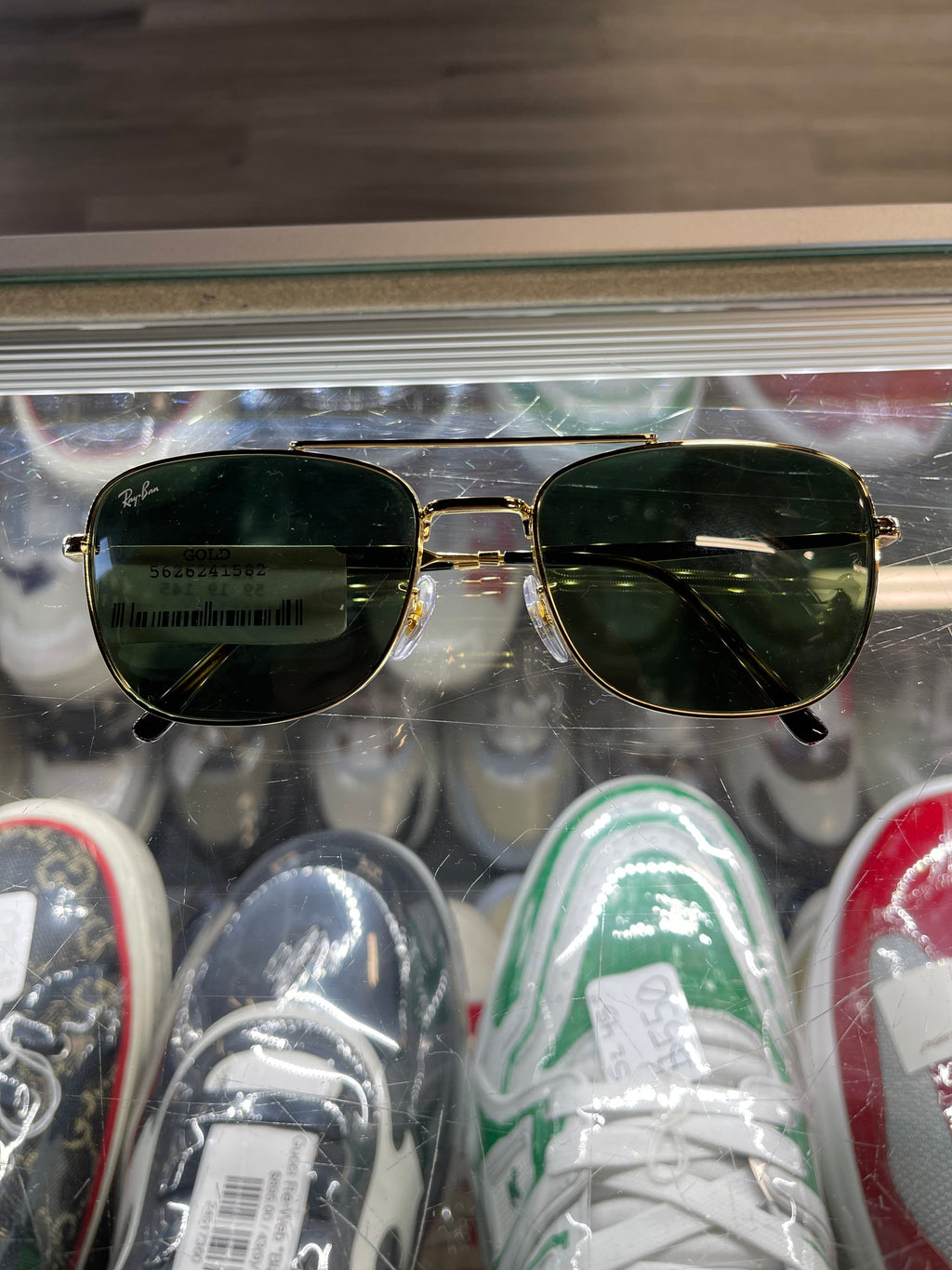 Rayban Rectangular Sunglasses Gold Metal Frames