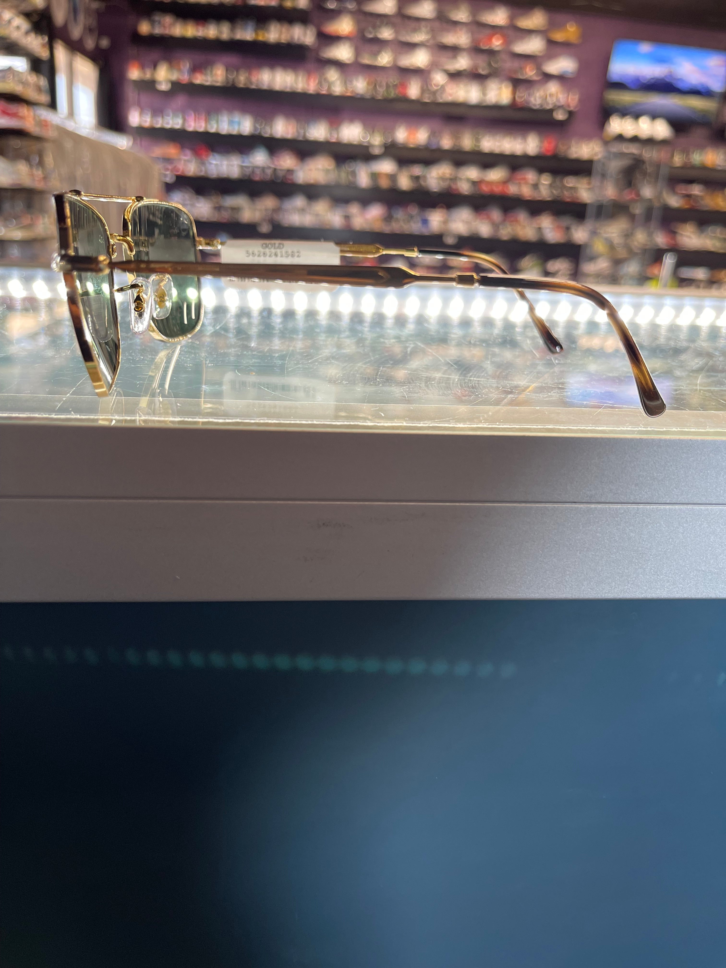 Rayban Rectangular Sunglasses Gold Metal Frames