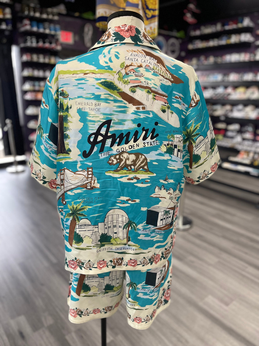 Amiri California Hawaiian Silk Set "Blue"