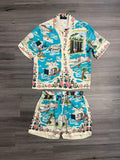 Amiri California Hawaiian Silk Set "Blue"
