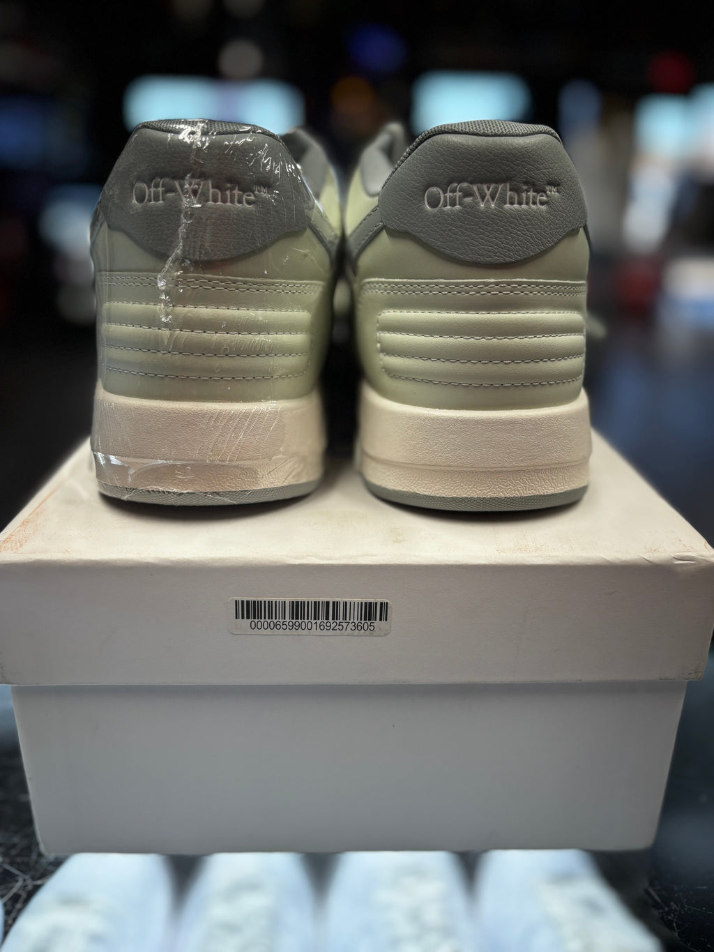 Off White Out Of Office Leather Low "Mint Grey"