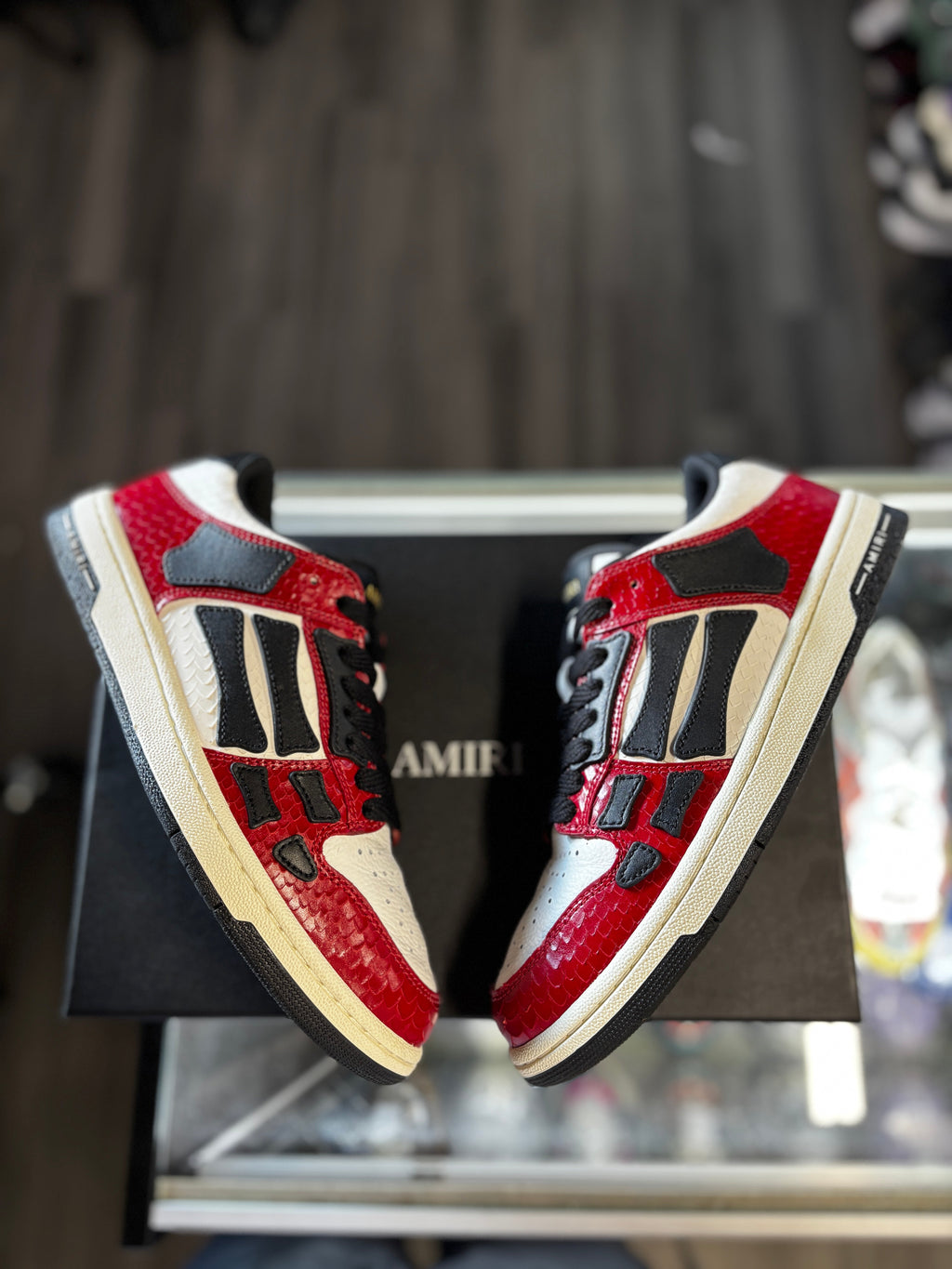 Amiri Skel Low Top "Snake Skin Black/Red"