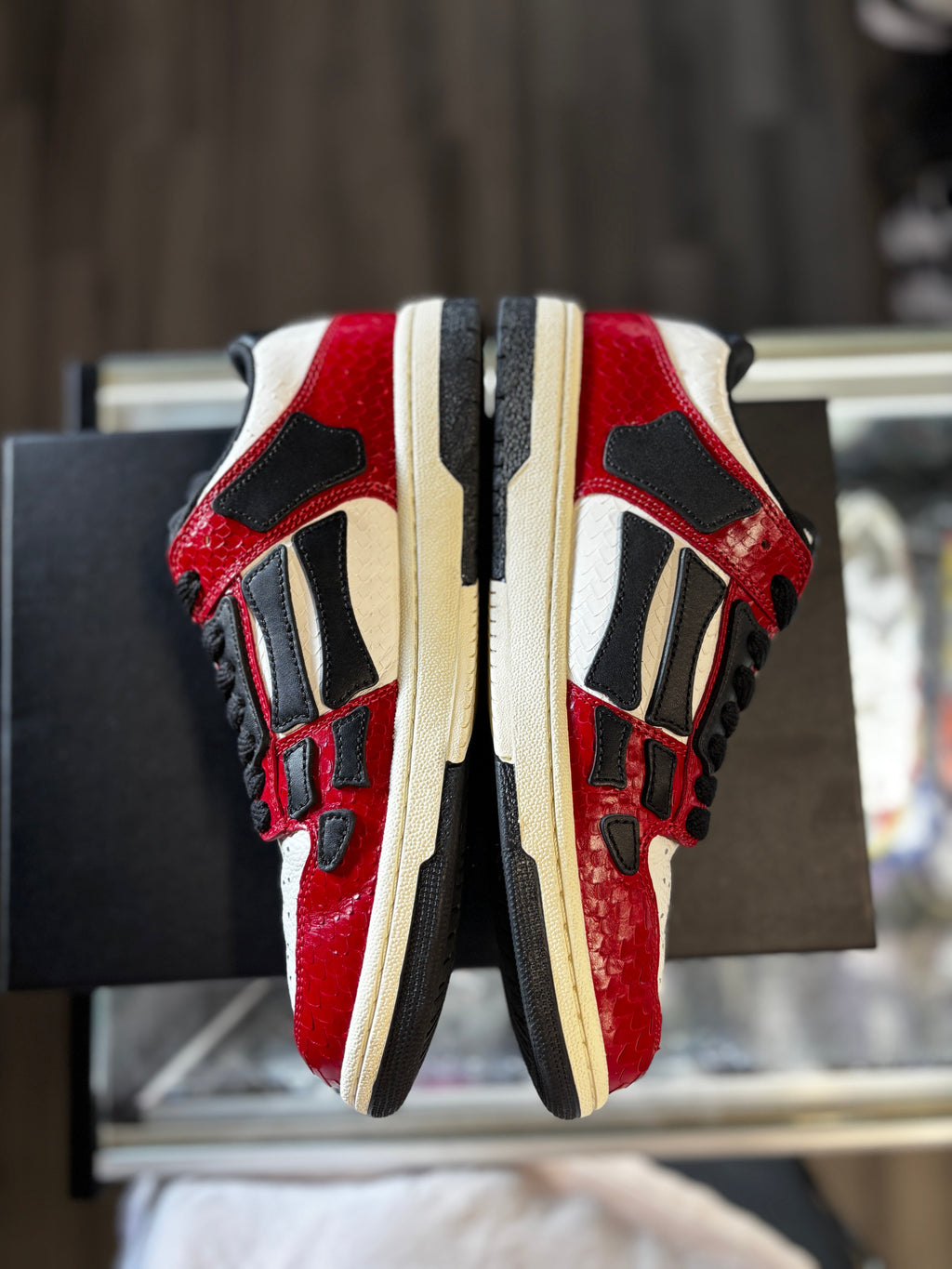 Amiri Skel Low Top "Snake Skin Black/Red"