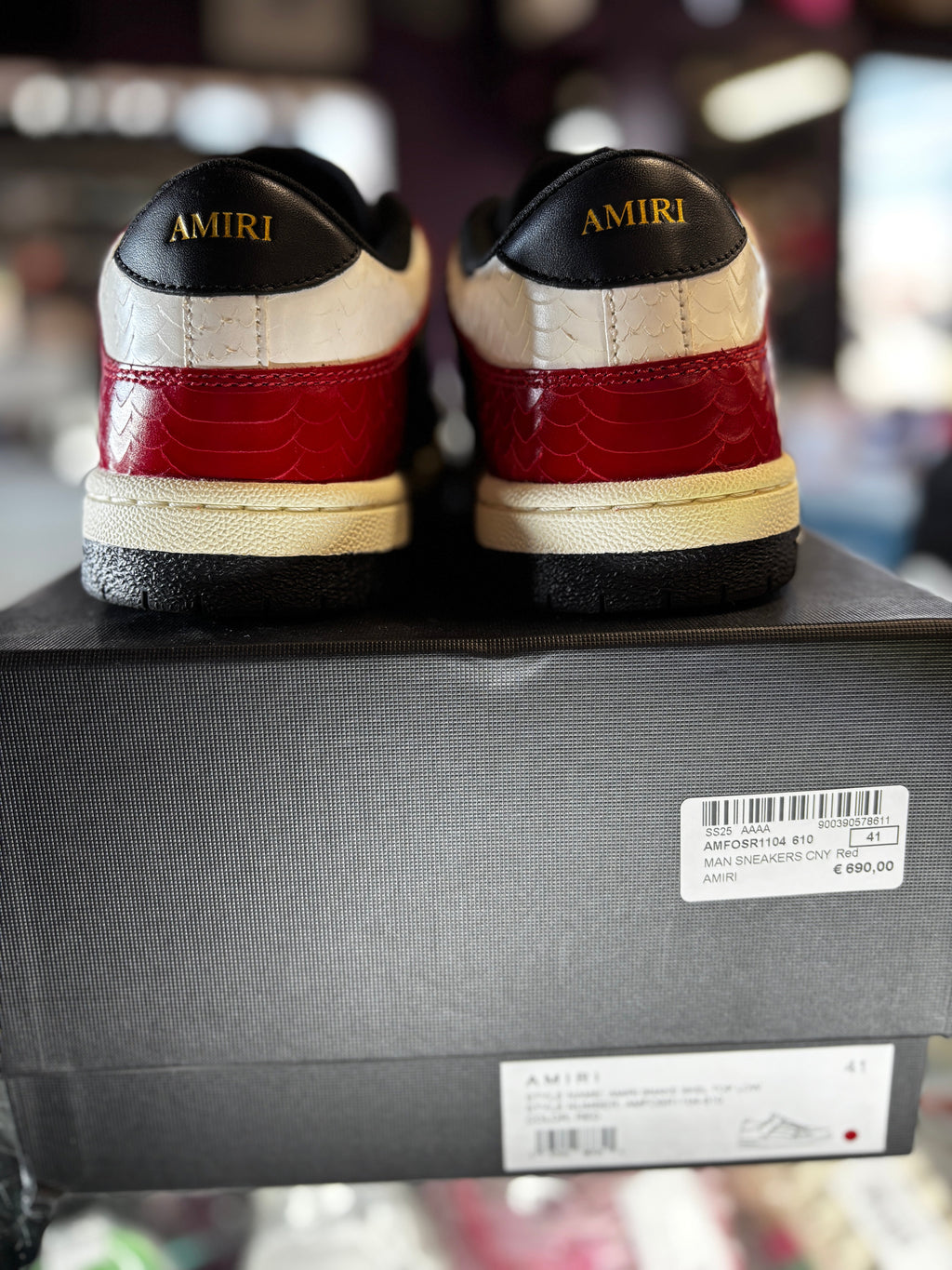 Amiri Skel Low Top "Snake Skin Black/Red"