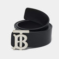 Burberry TB Logo Leather Belt "Black Silver"