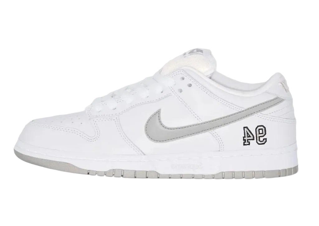 2025 Nike SB Dunk Low "Supreme 94 White Metallic Silver"