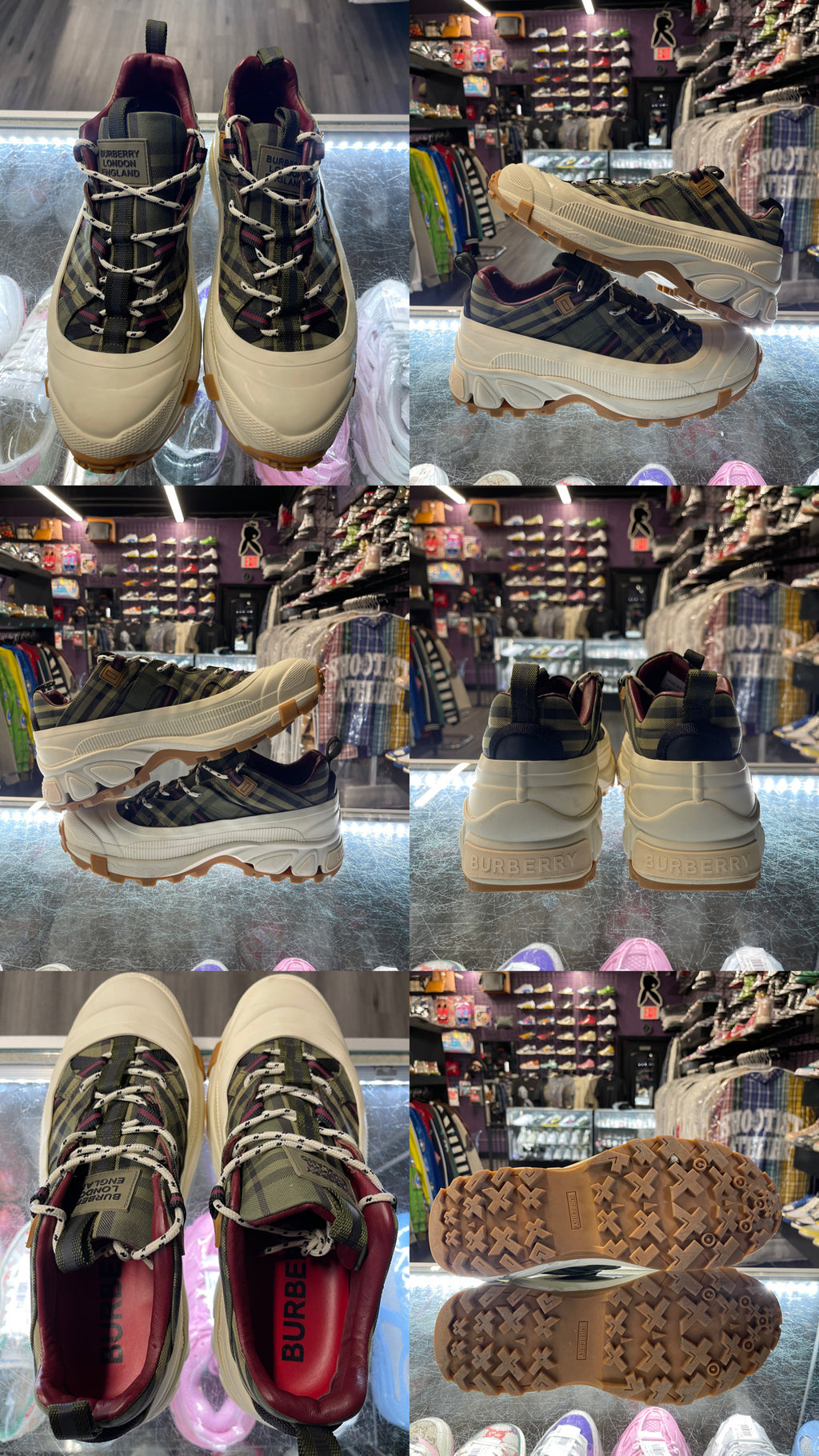 Burberry Arthur Check Sneakers "Military Green / Rubber Bottom"