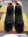 Christian Louboutin High Top Velvet "Black Leopard Print"