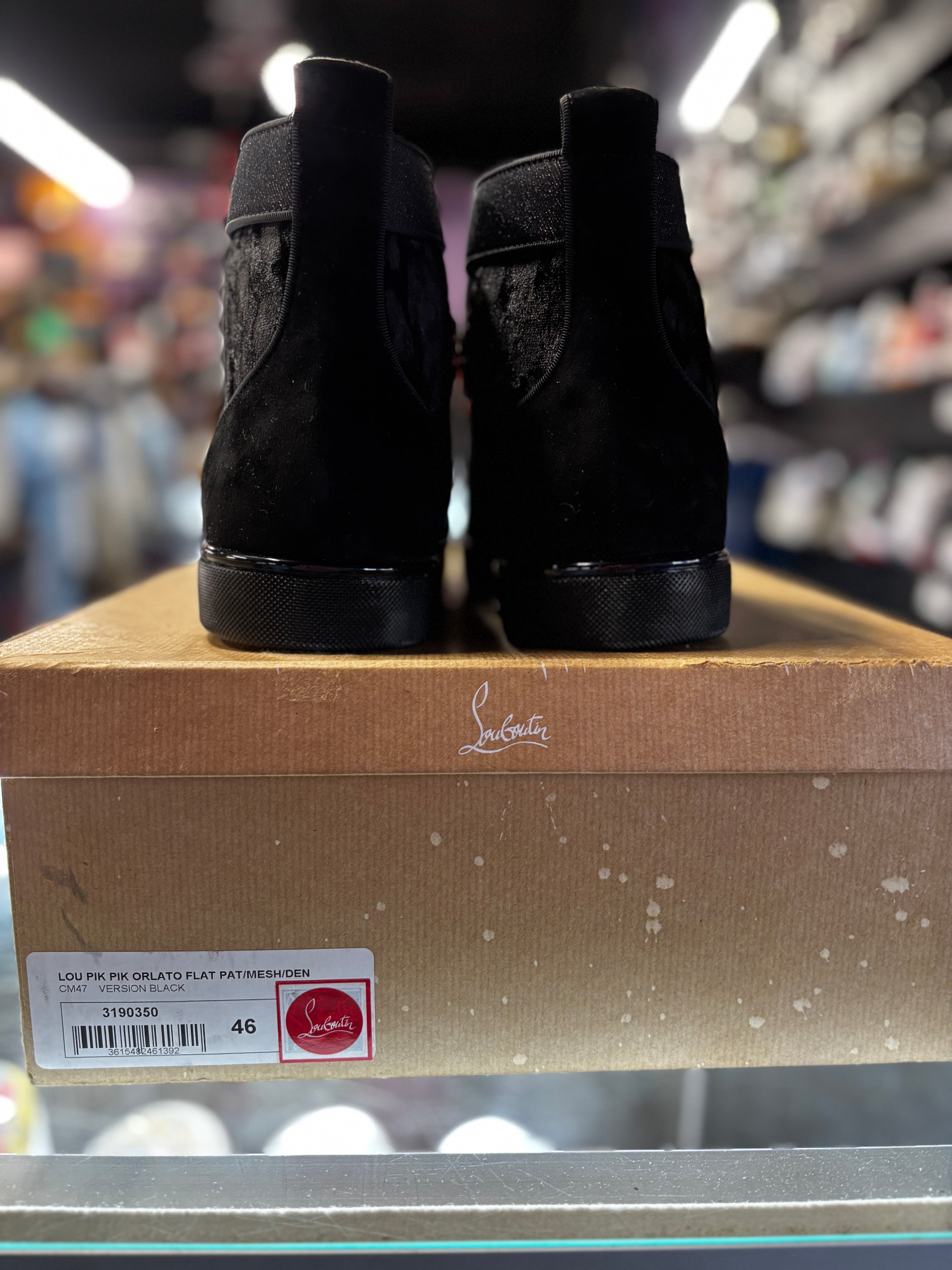 Christian Louboutin High Top Velvet "Black Leopard Print"