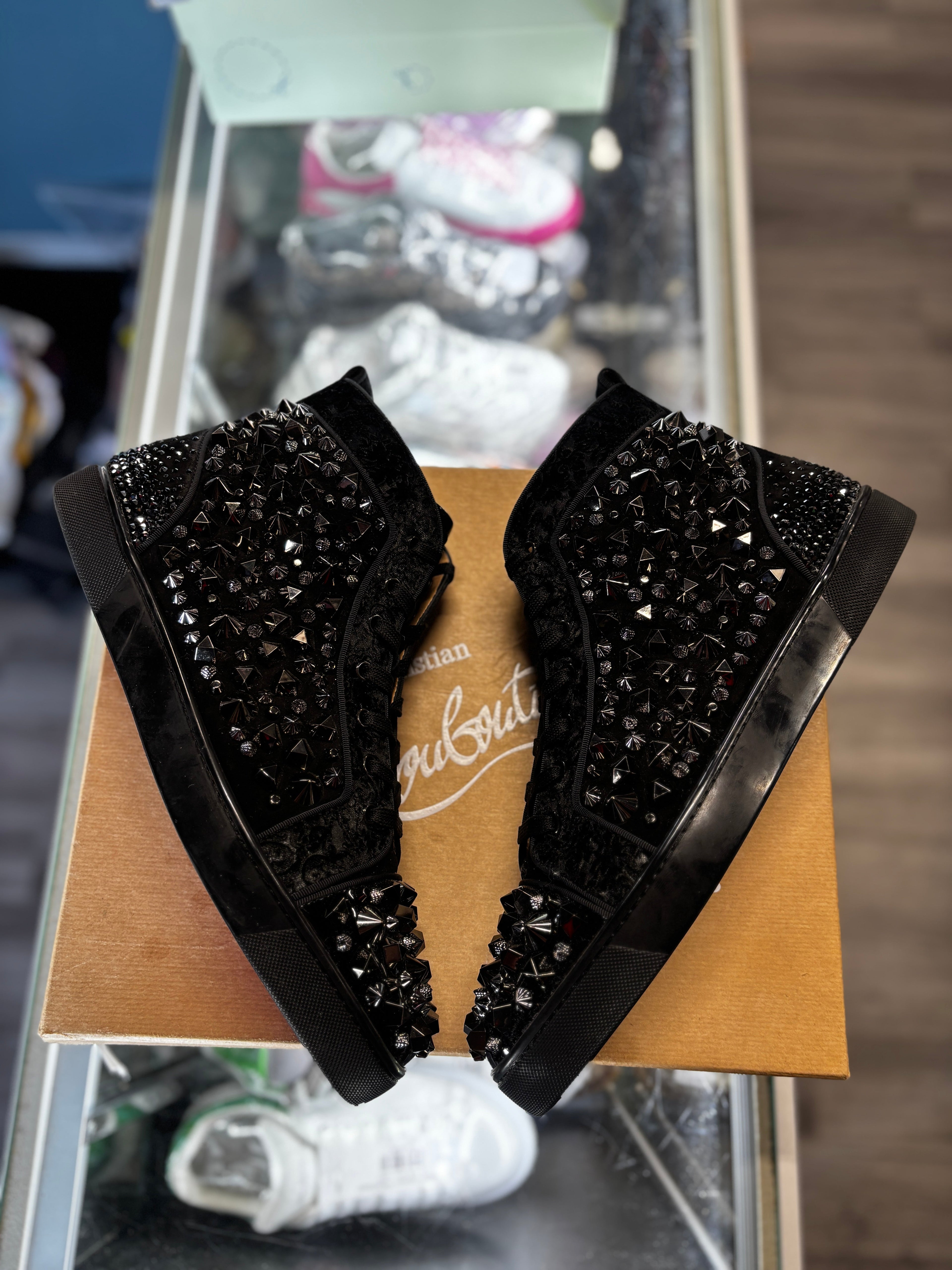 Christian Louboutin High-Top Black Suede Velvet