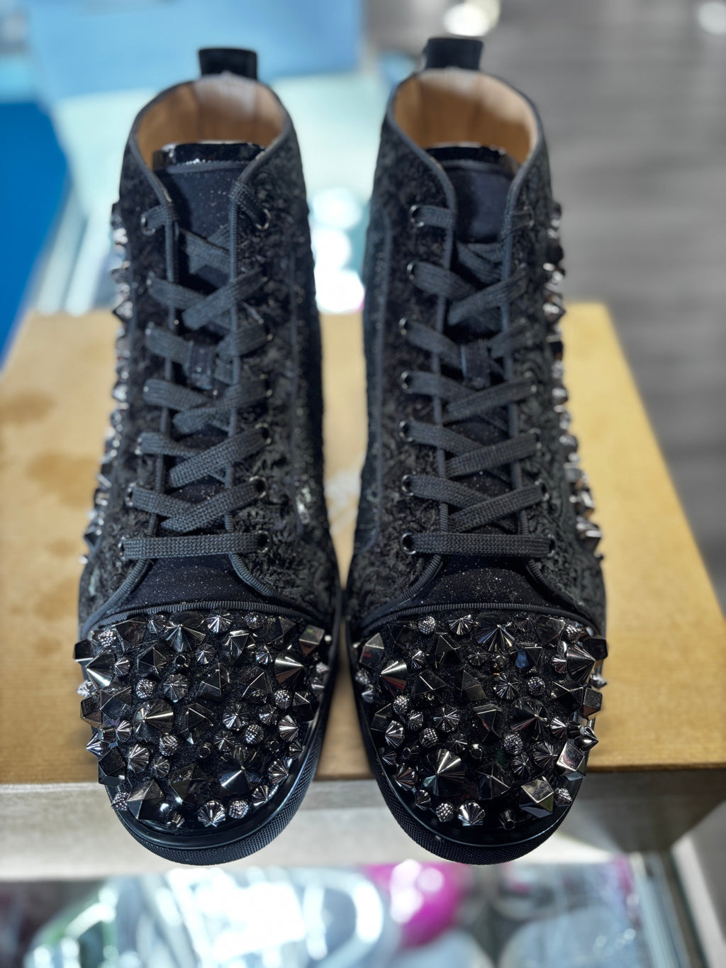 Christian Louboutin High-Top Black Suede Velvet