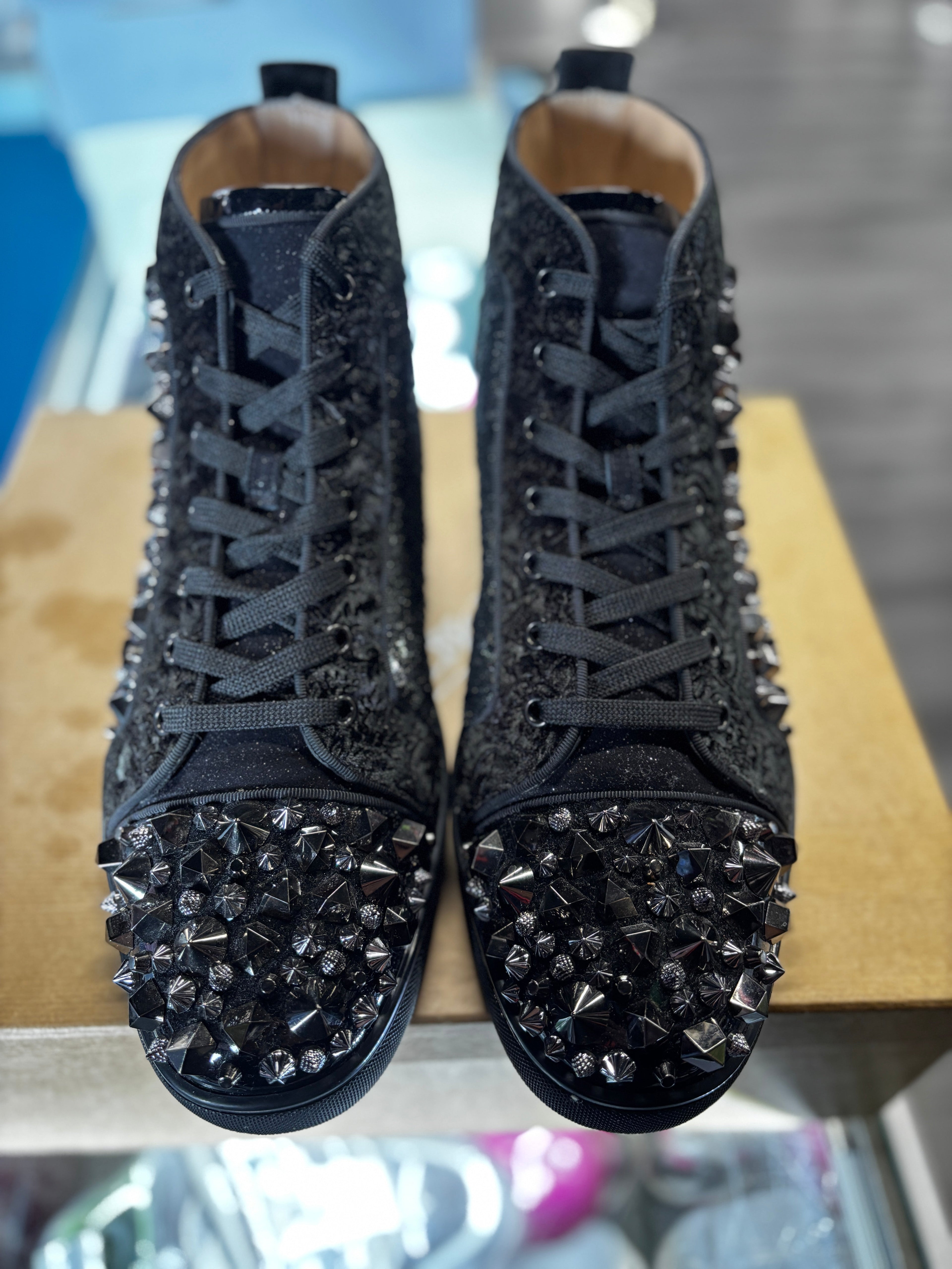 Christian Louboutin High-Top Black Suede Velvet