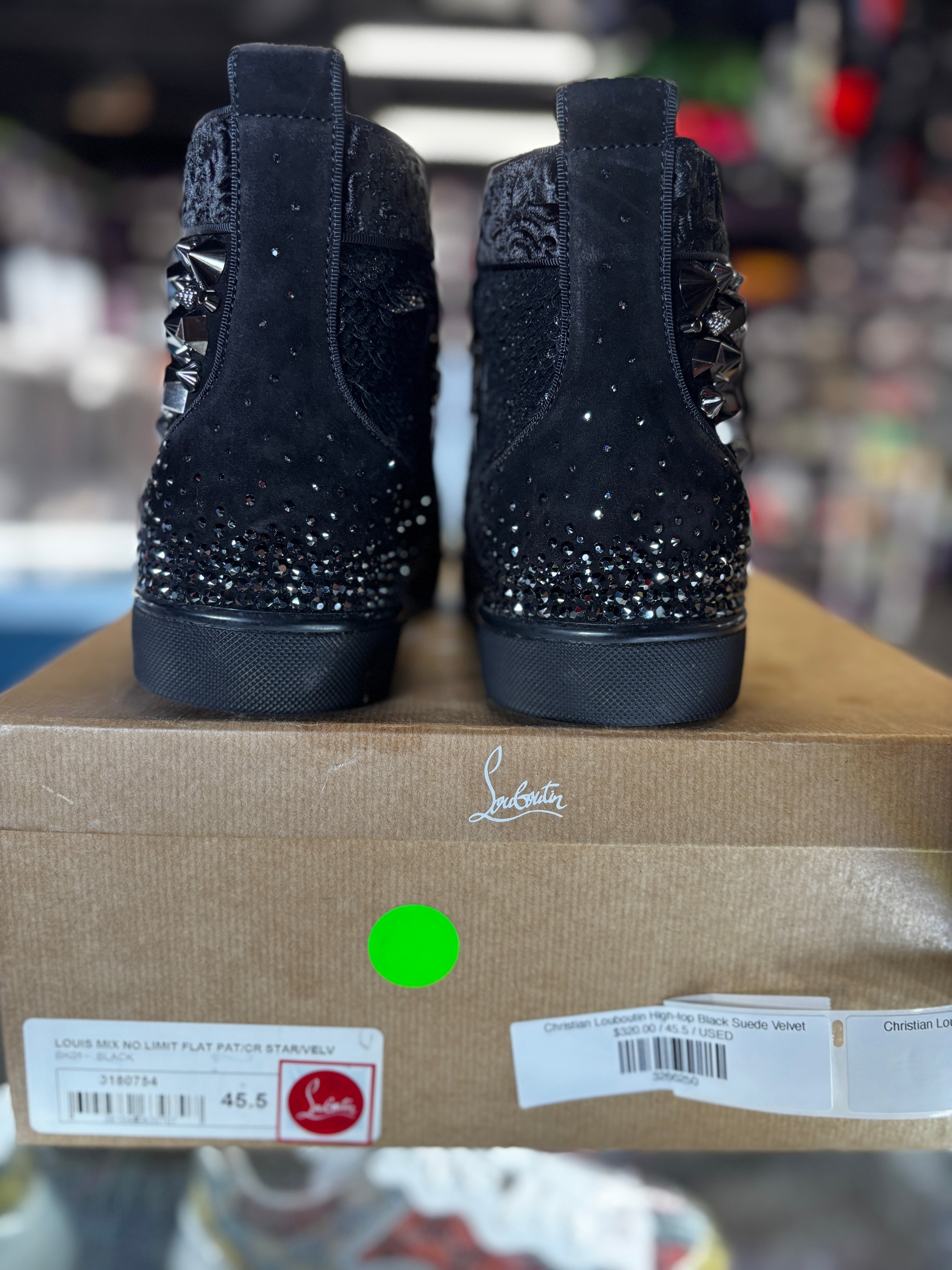 Christian Louboutin High-Top Black Suede Velvet