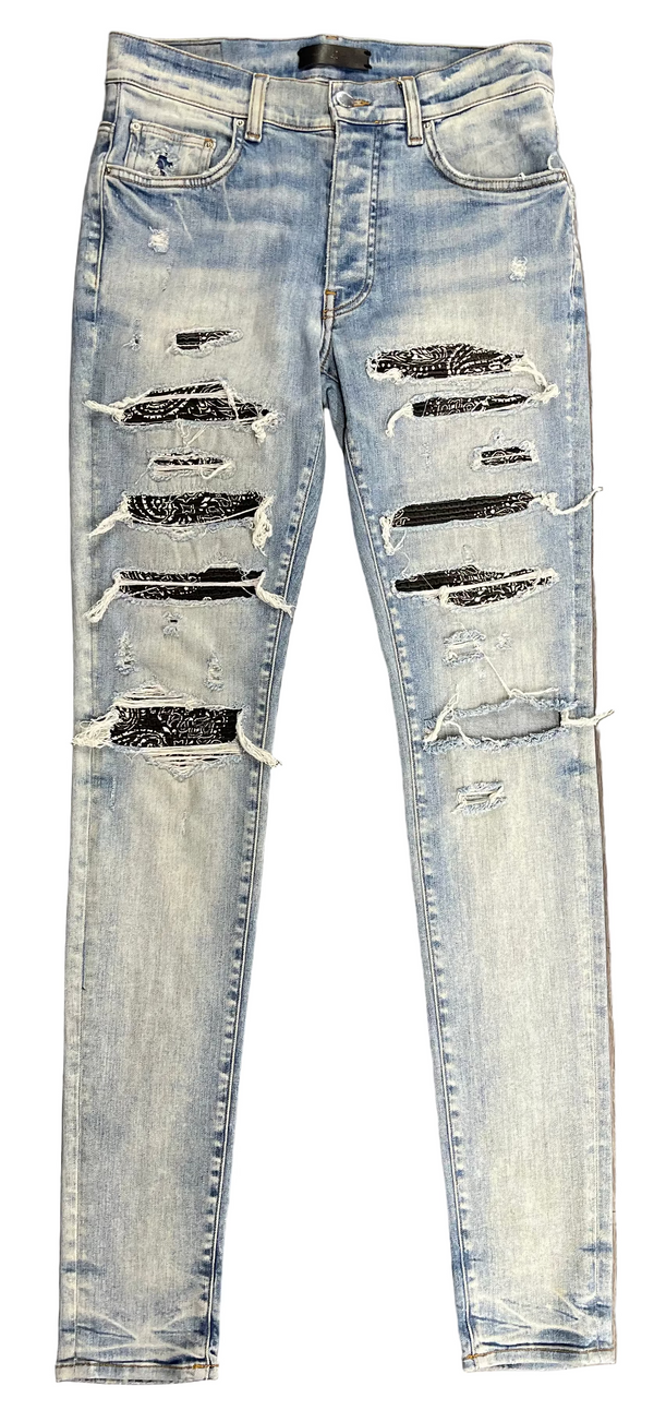 Amiri MX1 Jeans Light Wash "Black Bandana"
