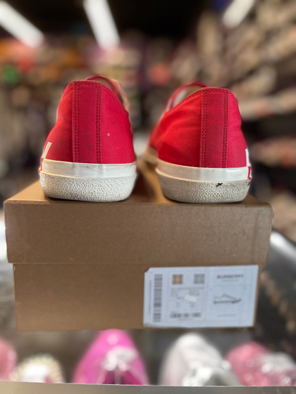Burberry Gabardine Logo Print Low Sneaker "Red/White"