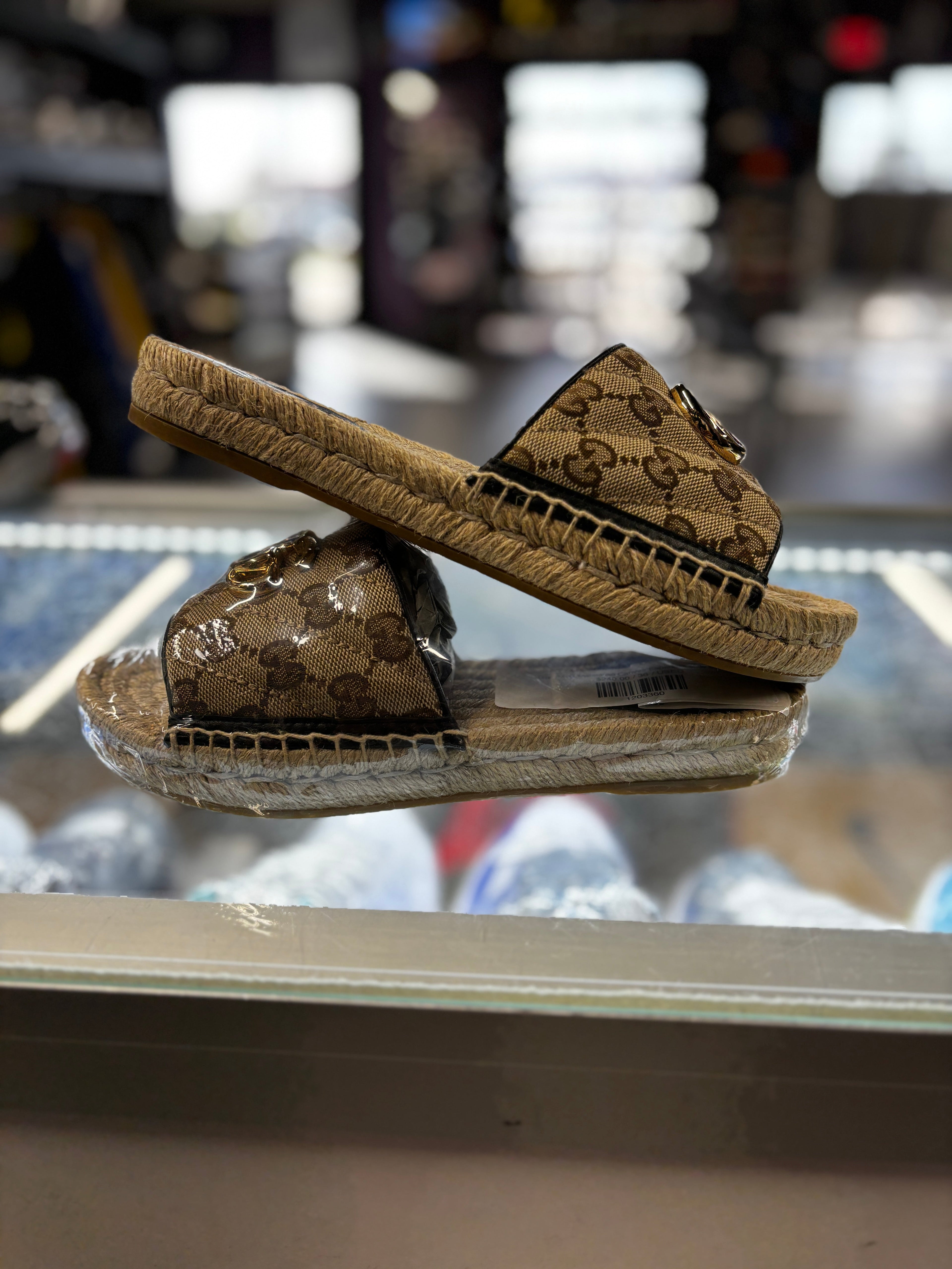 Gucci GG Matelassé Canvas Espadrille slide Sandals