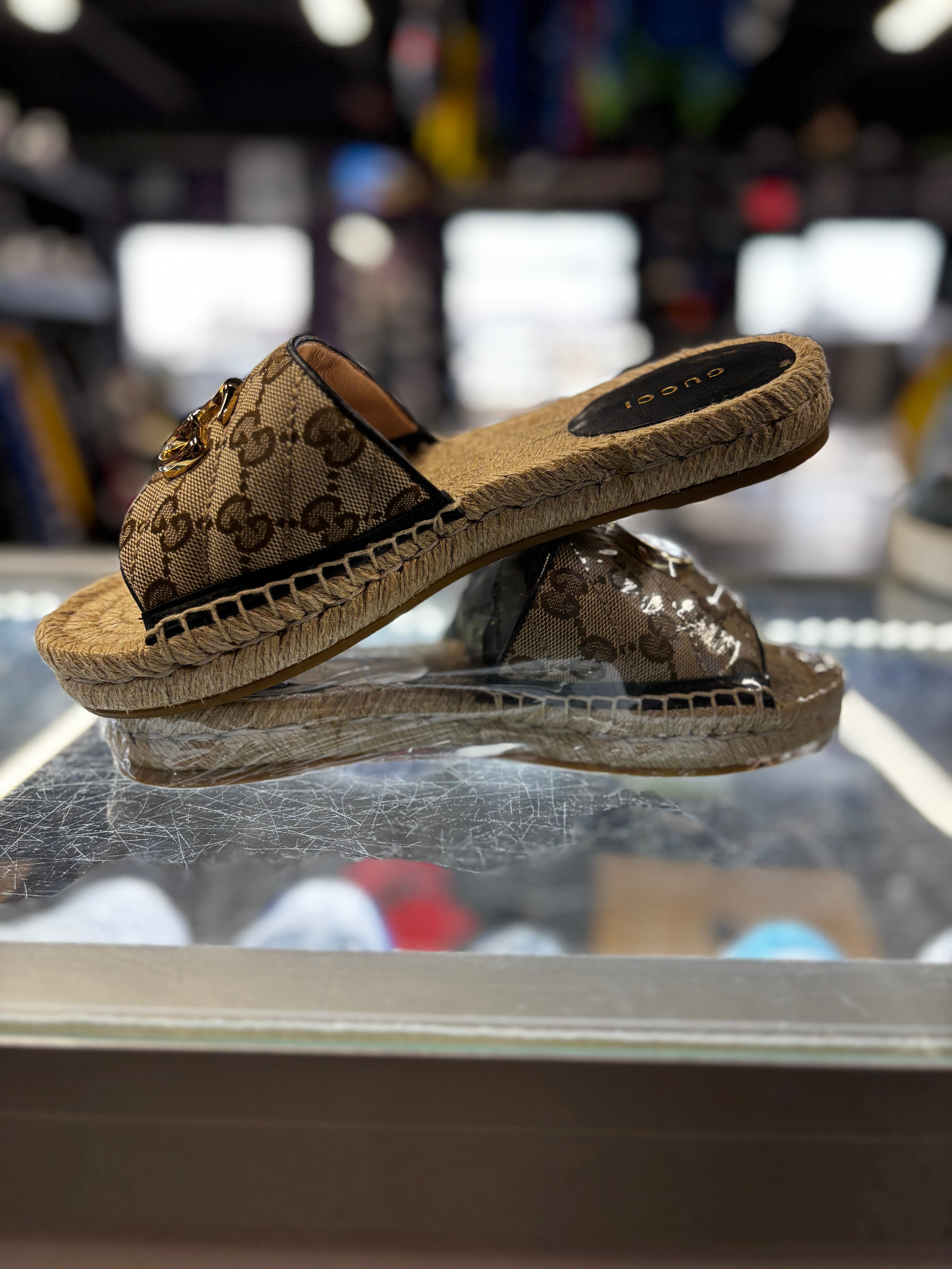 Gucci GG Matelassé Canvas Espadrille slide Sandals